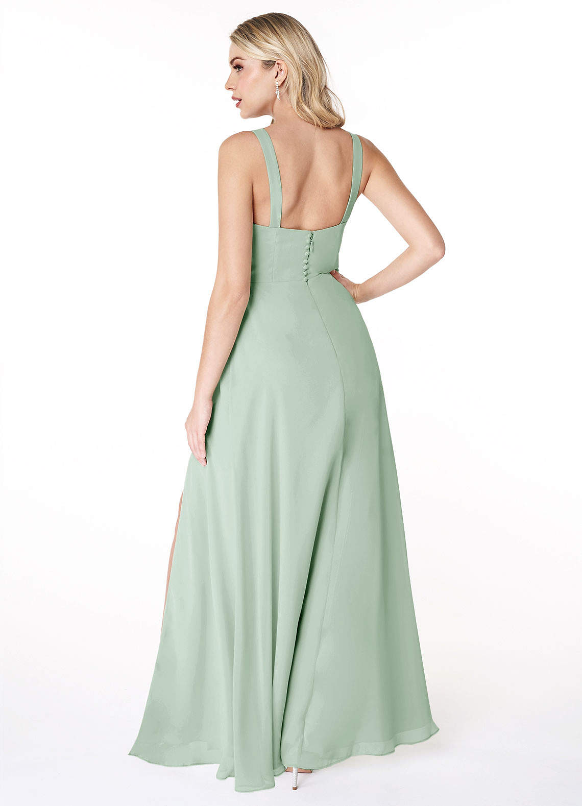 Azazie Jay Ready to Ship Agave Chiffon Bridesmaid Dresses | Azazie