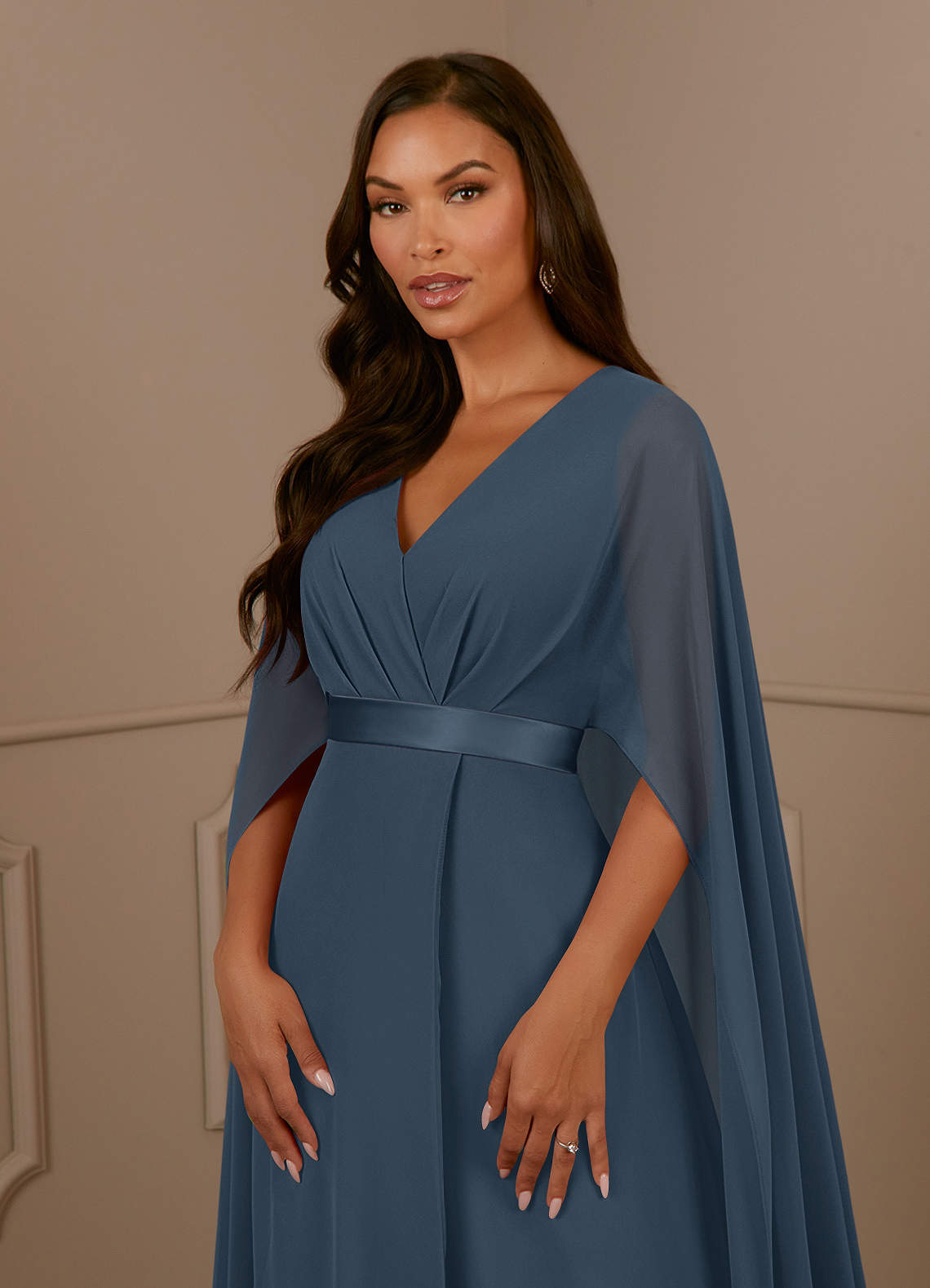 Azazie Isa Neptune A-Line V-Neck Pleated Chiffon Dress | Azazie