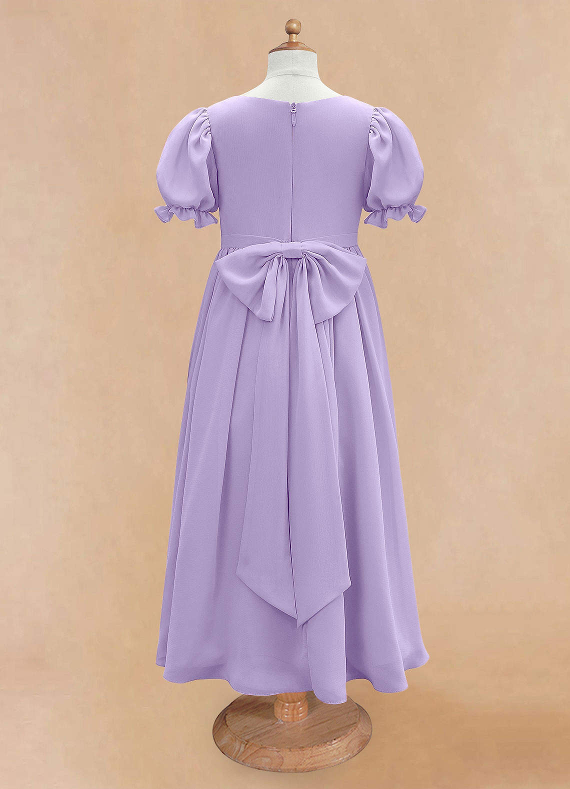 Azazie Joss Flower Girl Dresses Lilac A-Line with Sleeves Chiffon Dress image6