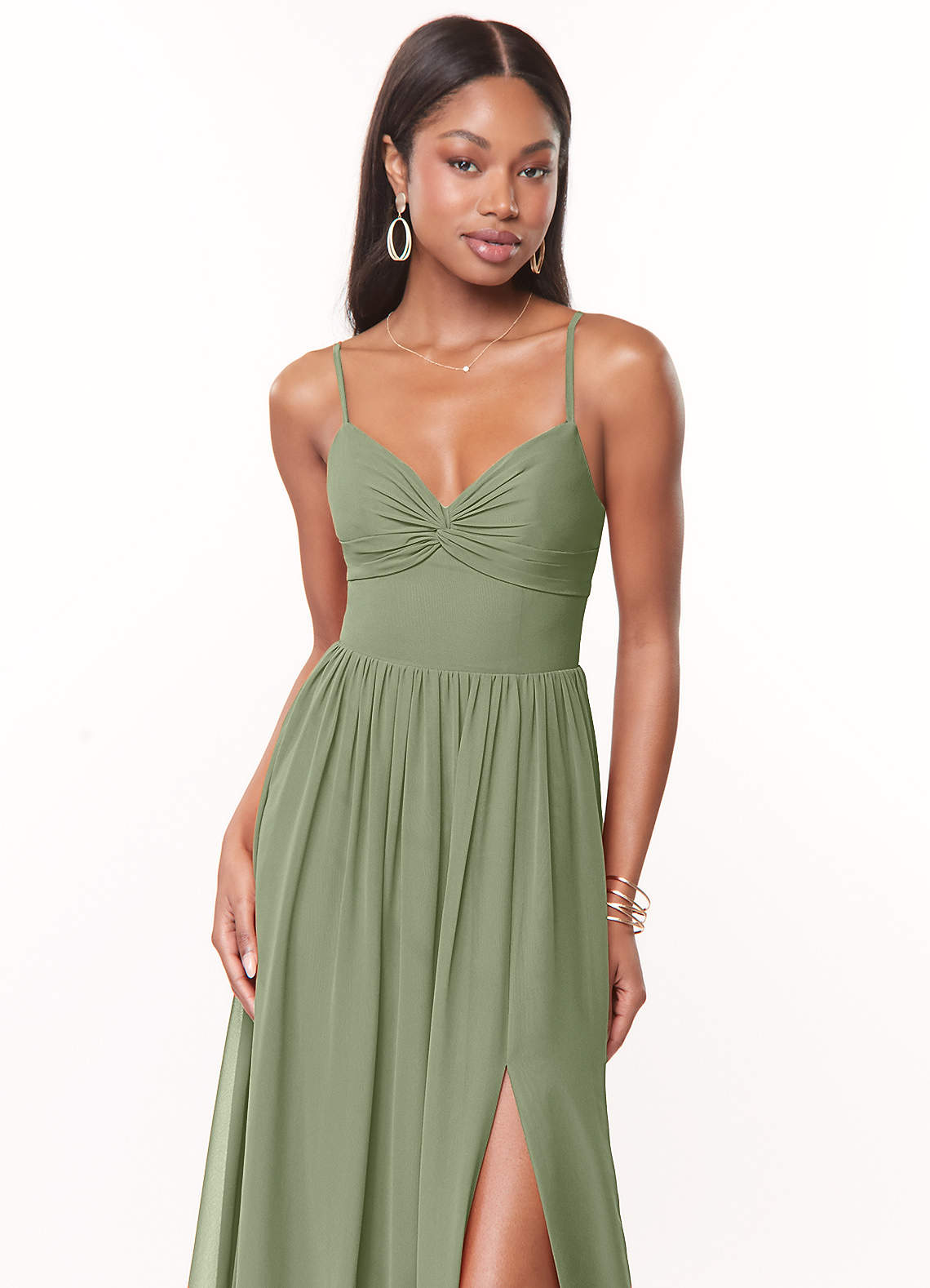 Azazie Zeya Pistachio Chiffon Bridesmaid Dresses | Azazie
