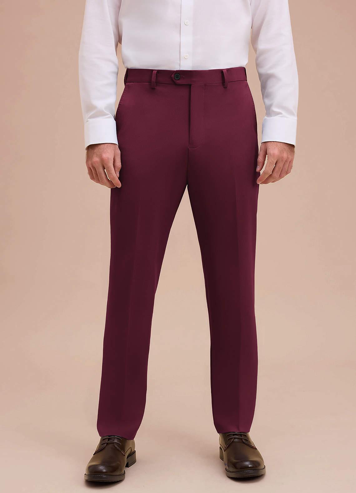 front Ethan Bourgondië Verfijnde geweven broek