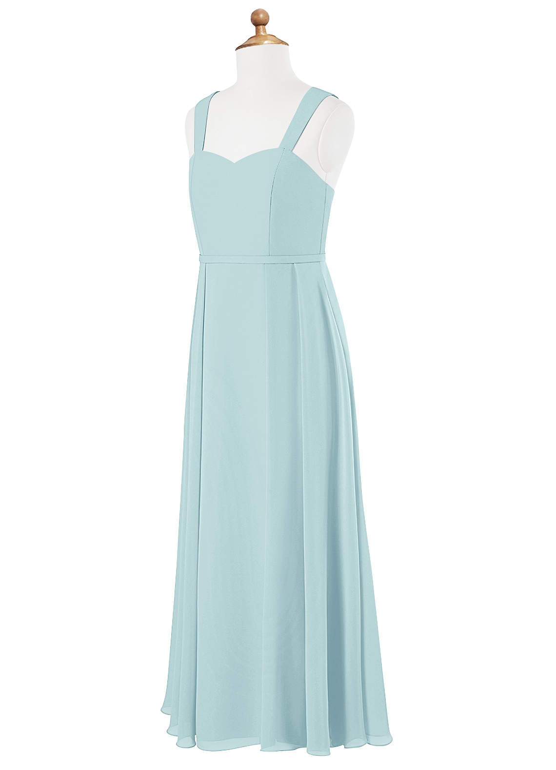 Azazie Simoan Junior Abito A-Line in Chiffon Scollo a Cuore Sea Glass image5