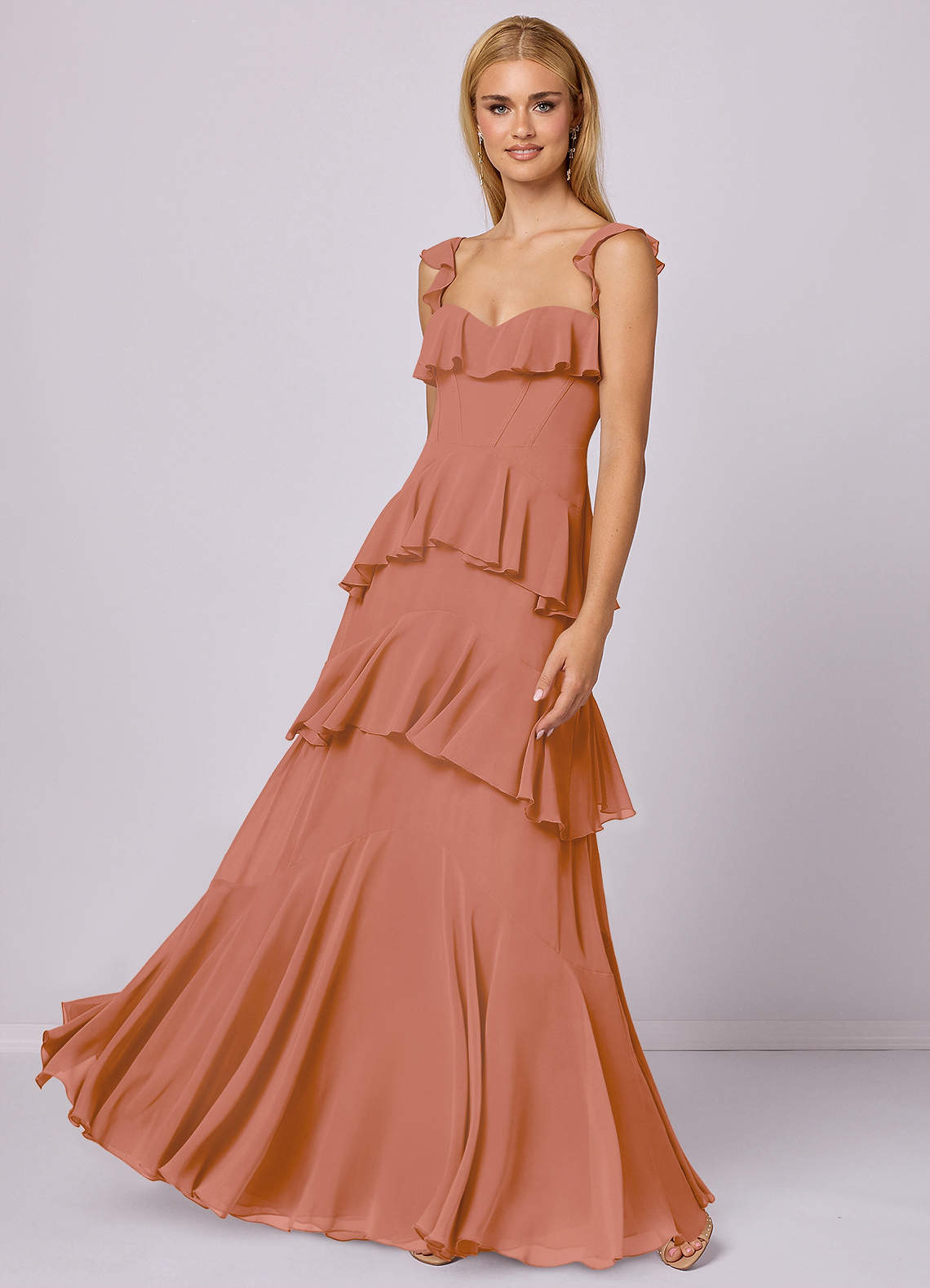 Barbie ♥ Azazie Vestidos de damas de honor Vestido de Mai Tai de Gasa de Corte en A con Escote de Corazón image1