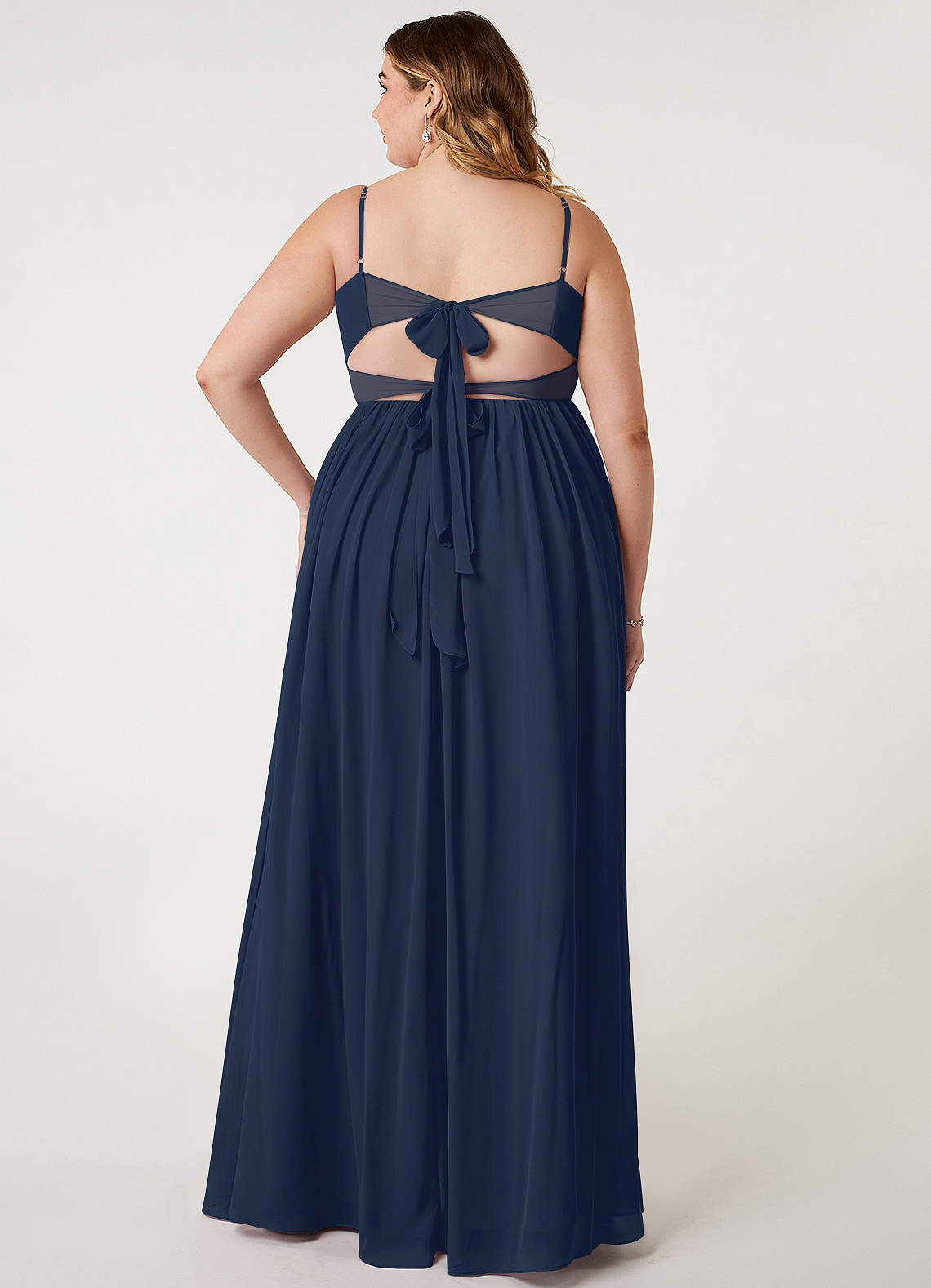 Azazie Zeya Bridesmaid Dresses Dark Navy A-Line V-Neck Pleated Chiffon Dress image6