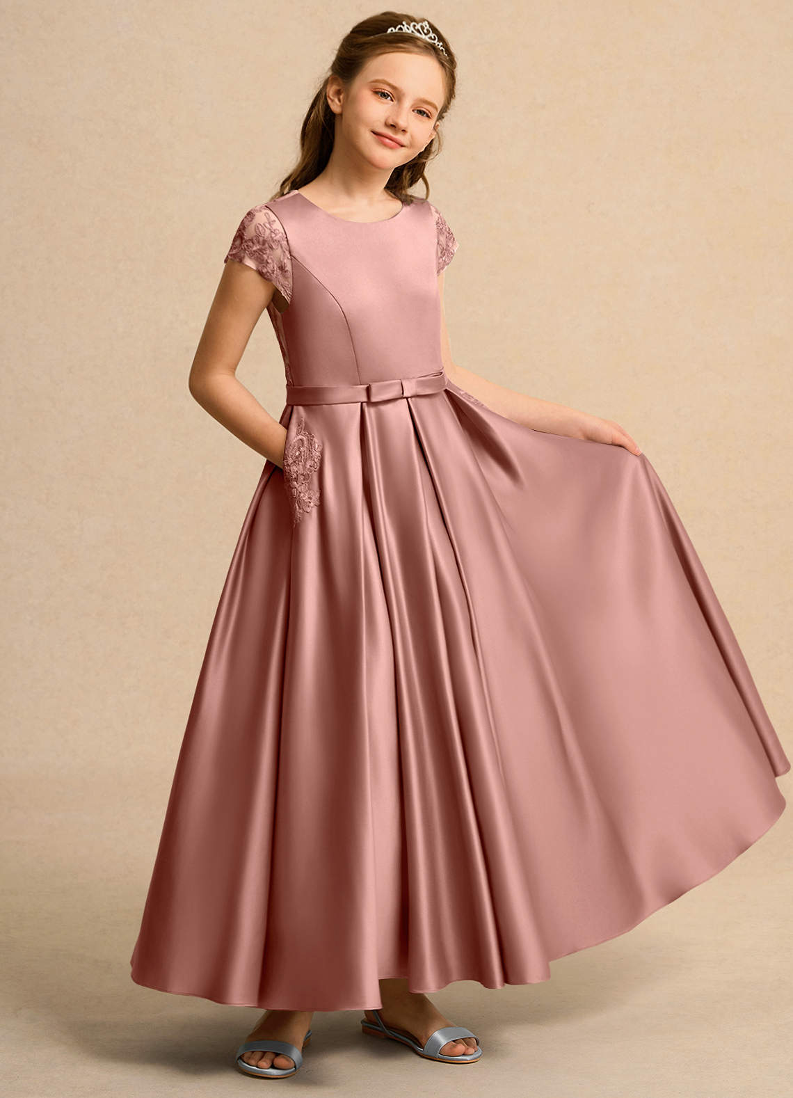 Azazie Bunny Girl Blumenmädchenkleider Ballkleid Spitze Kleid Zedernrose image1