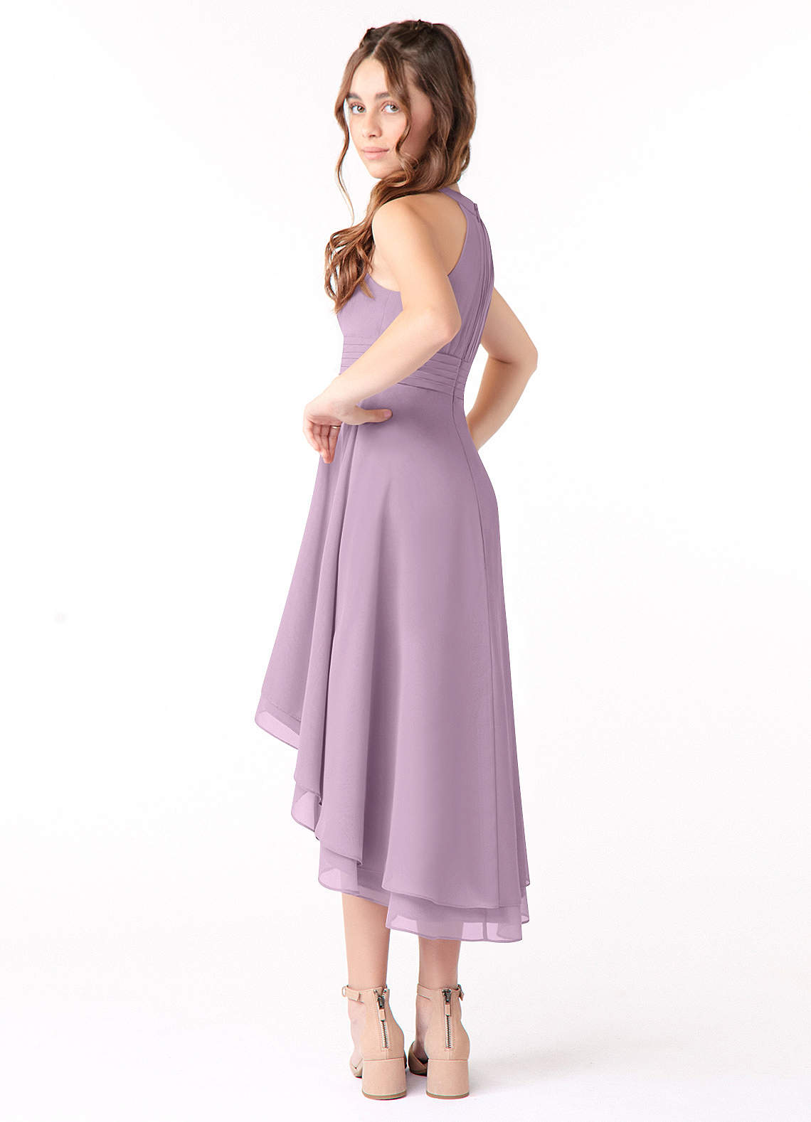 Bateau A-line Junior Bridesmaid Gowns with Bow Wisteria