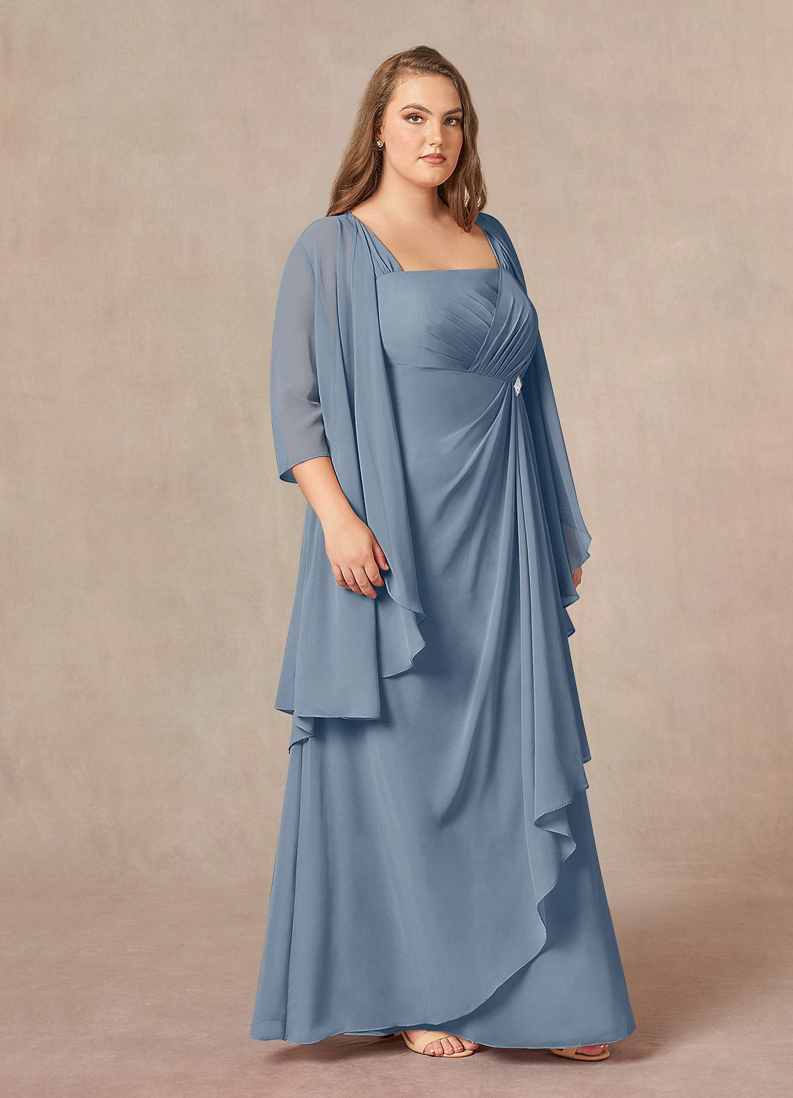 Azazie Weisz Mother of the Bride Dresses Twilight A-Line Square Neckline Pleated Chiffon Dress image8