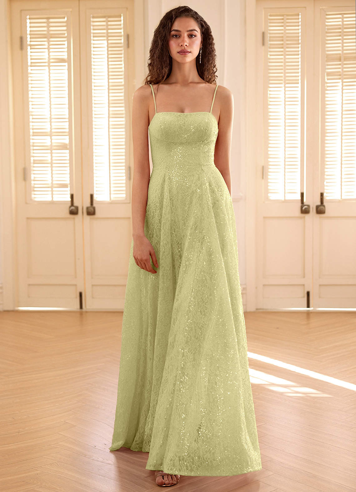 Gleavia Dusty Green A-line Sequin Prom Dress | Azazie