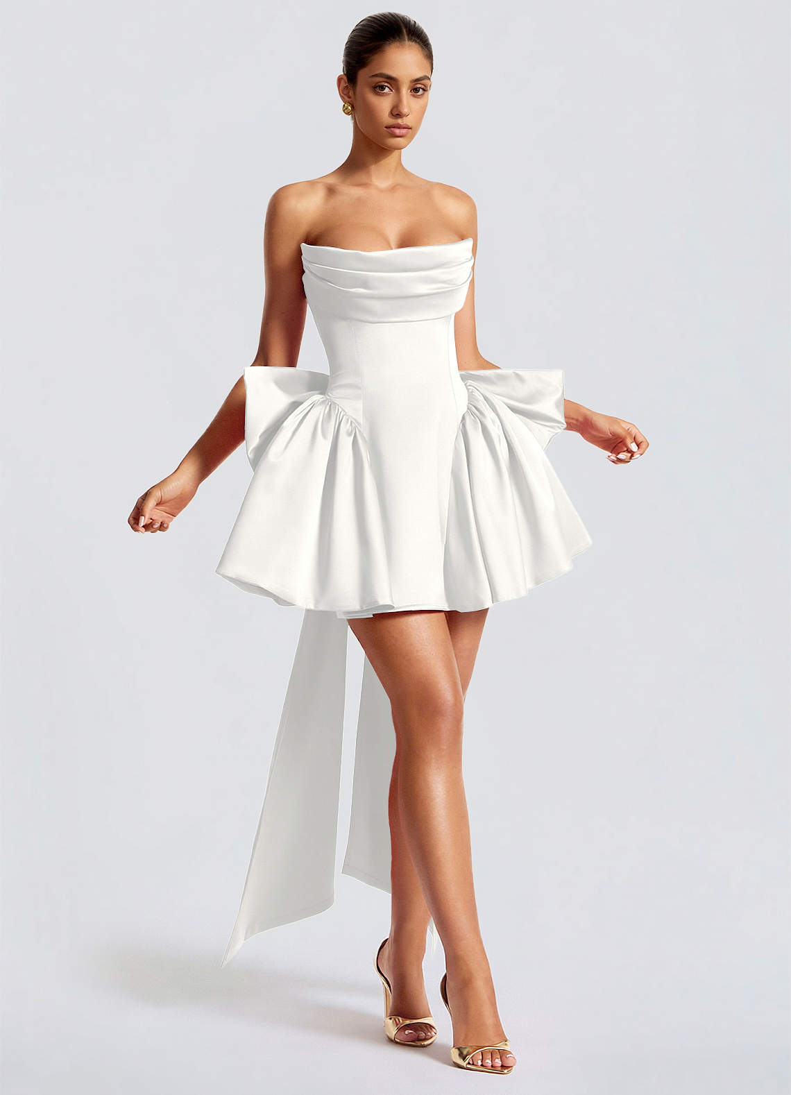 Hebe White Mini Dress | Azazie CA