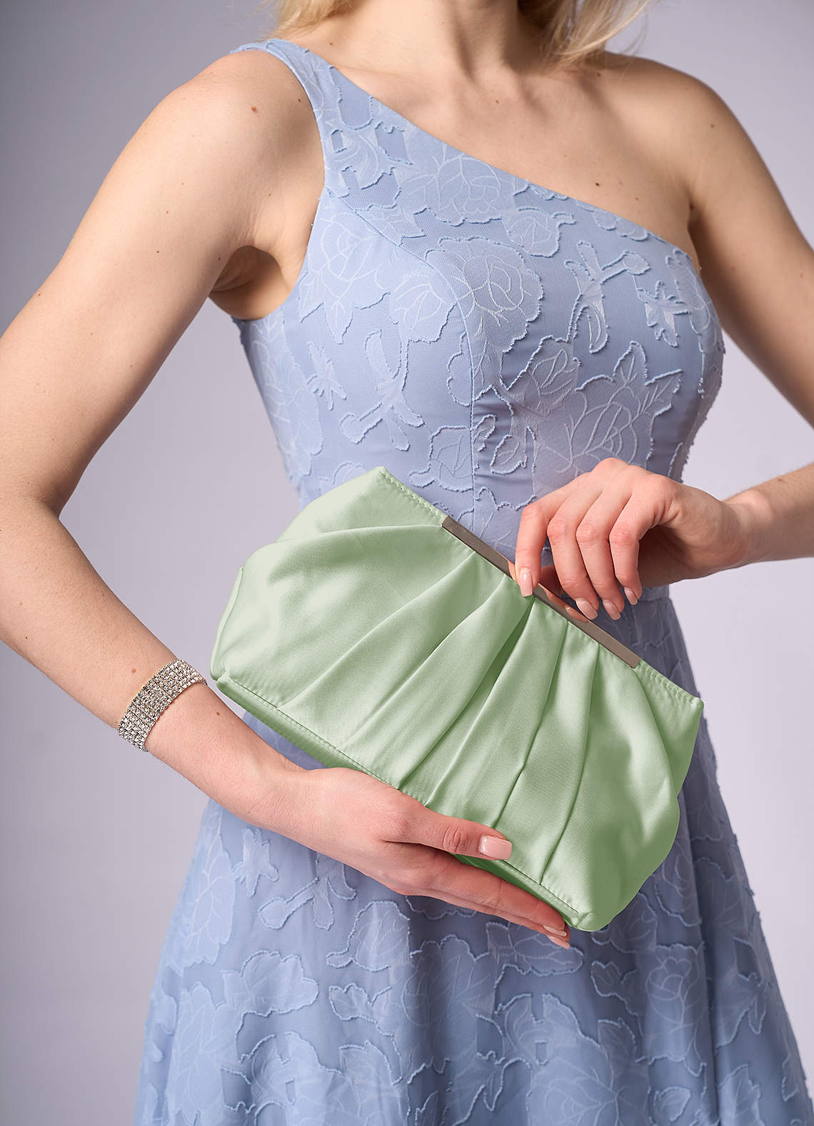 front Matte Satin Pleated Clutch