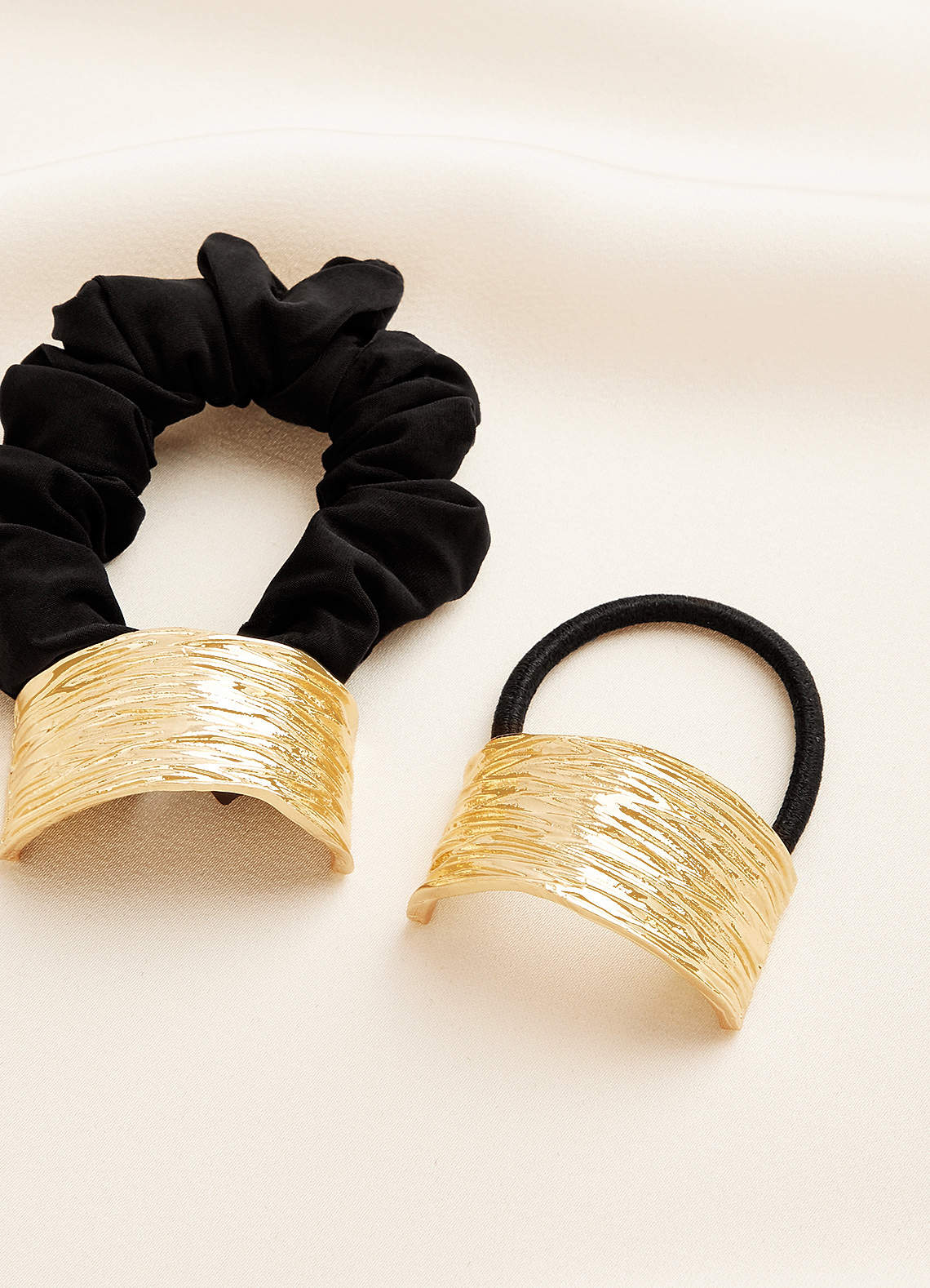 Gold Metal Accent Scrunchies | Azazie