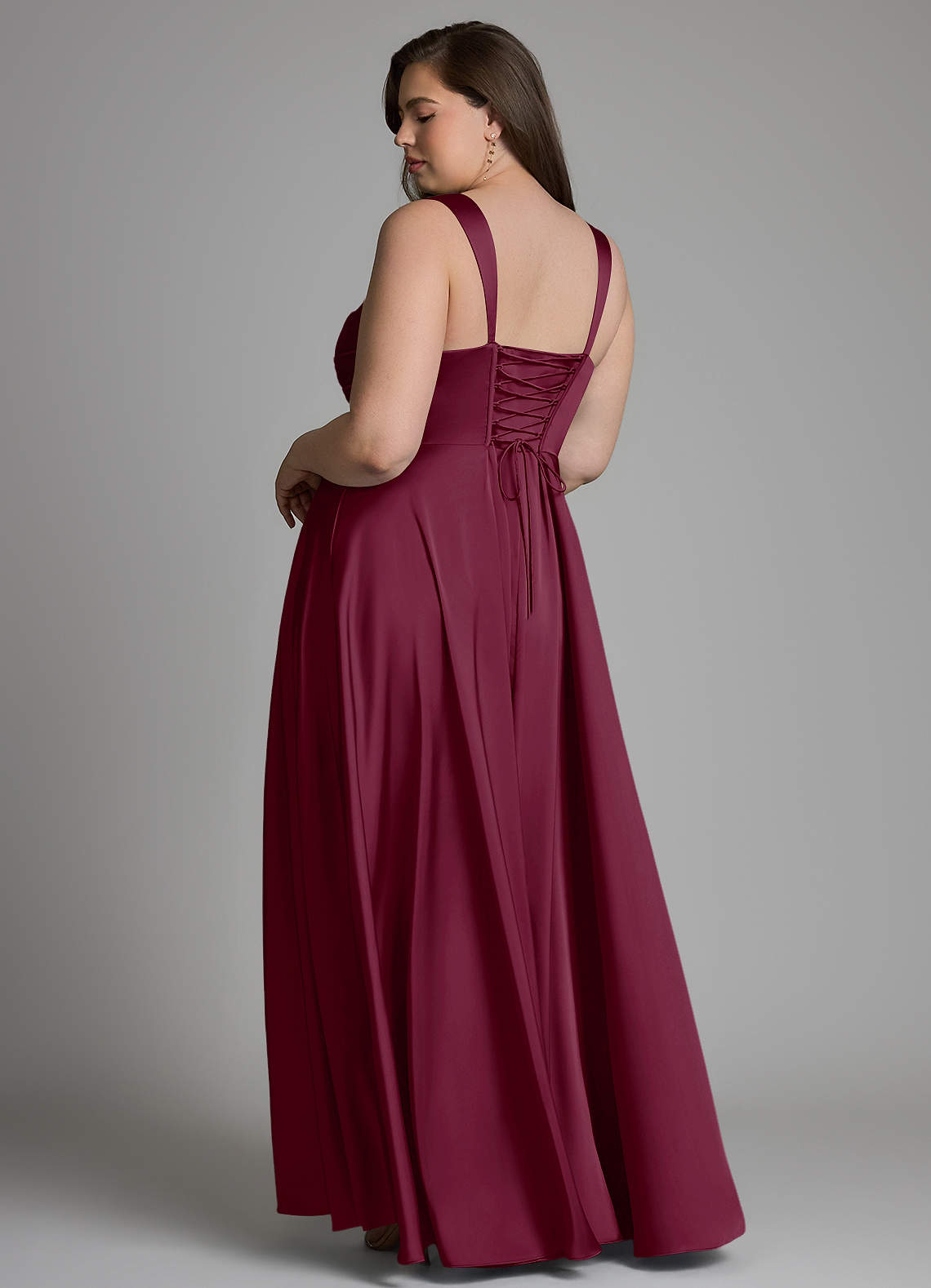 Azazie Azaria Bridesmaid Dresses Mulberry A-Line Corset Stretch Satin Dress image7