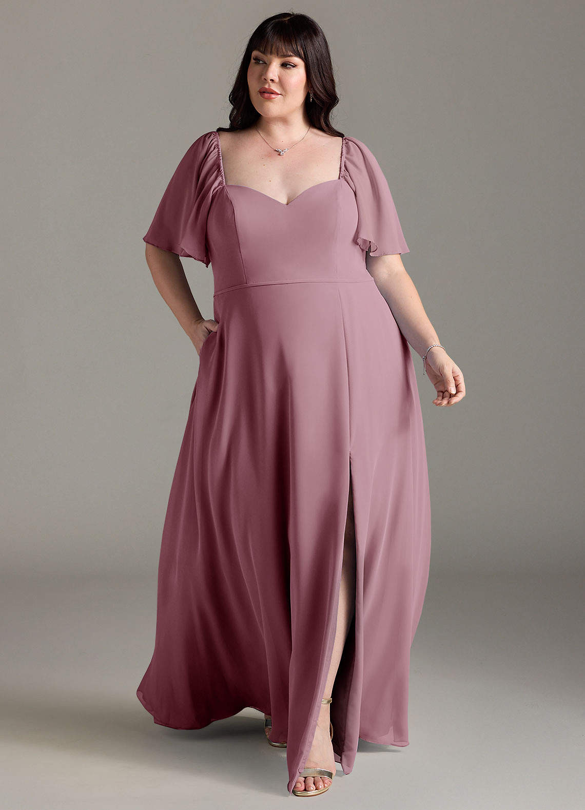 Azazie Chloe Vintage Mauve Chiffon Bridesmaid Dresses | Azazie