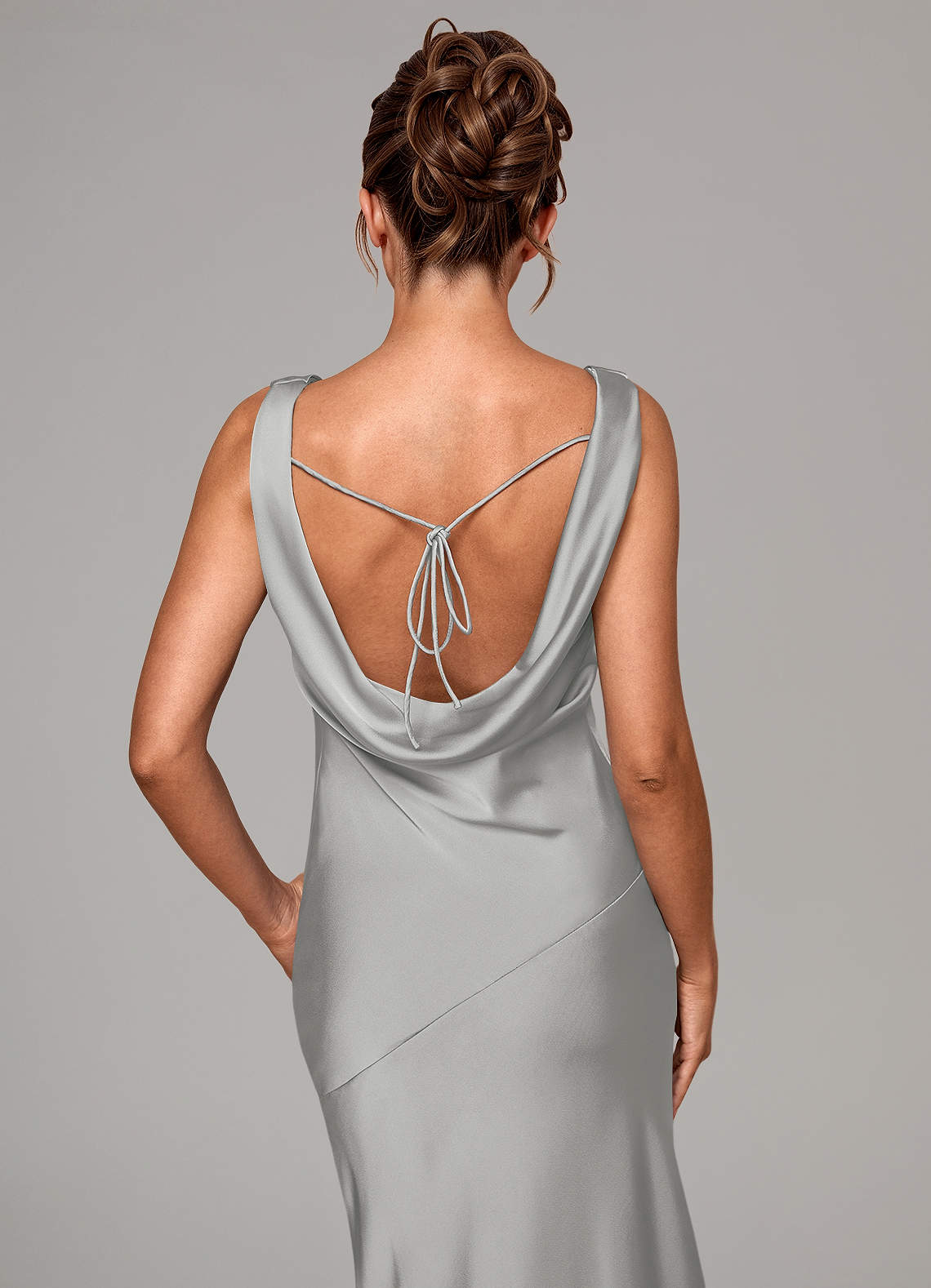 Azazie Rylina Brudtärnklänningar Klä av Sjöjungfru i Stretch Satin Silver image2