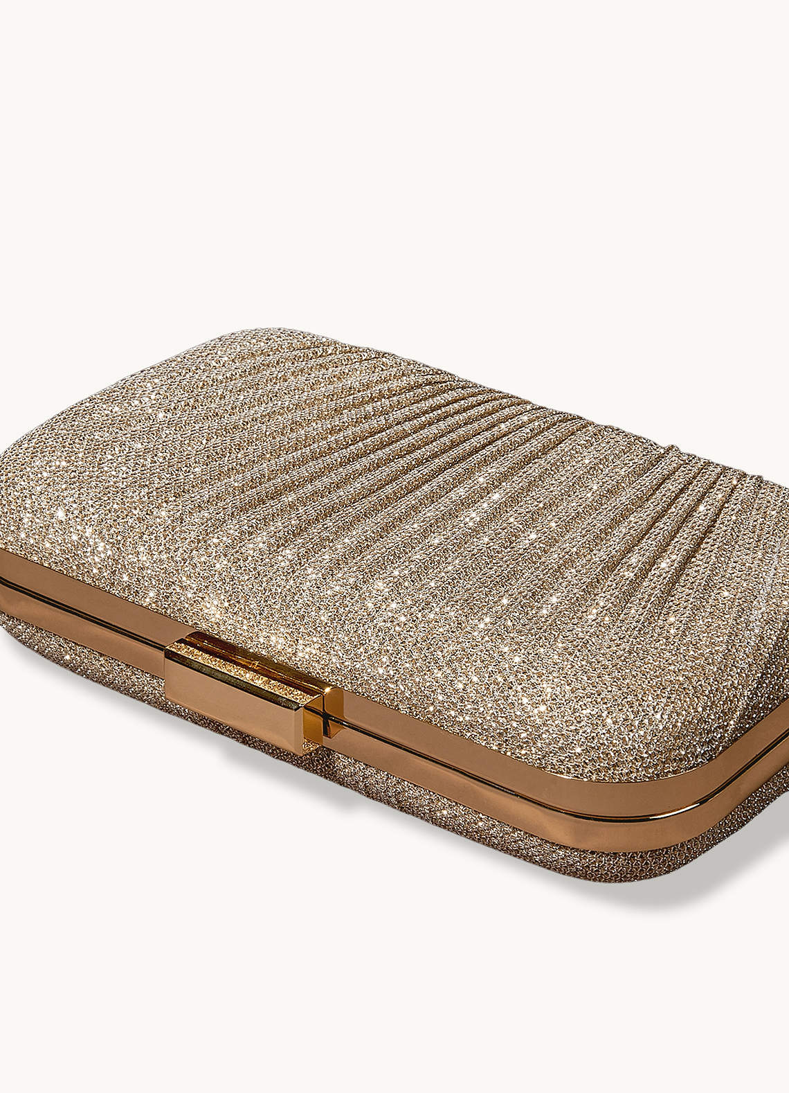 front Champagne Gloss Wrinkle Clutch Bag