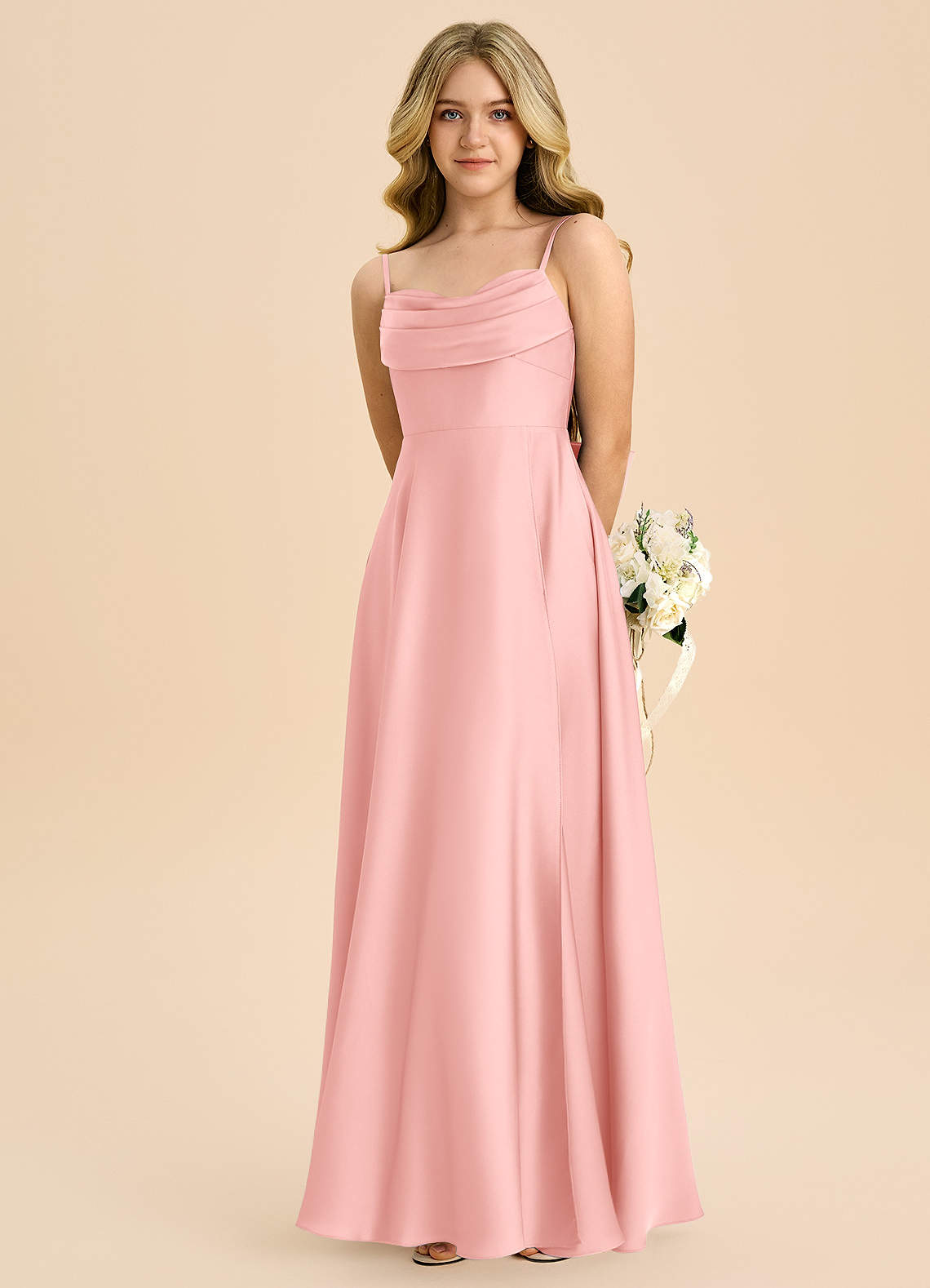 Azazie Bear Junior Ganache A-Line Sweetheart Neckline Stretch Satin Dress image5