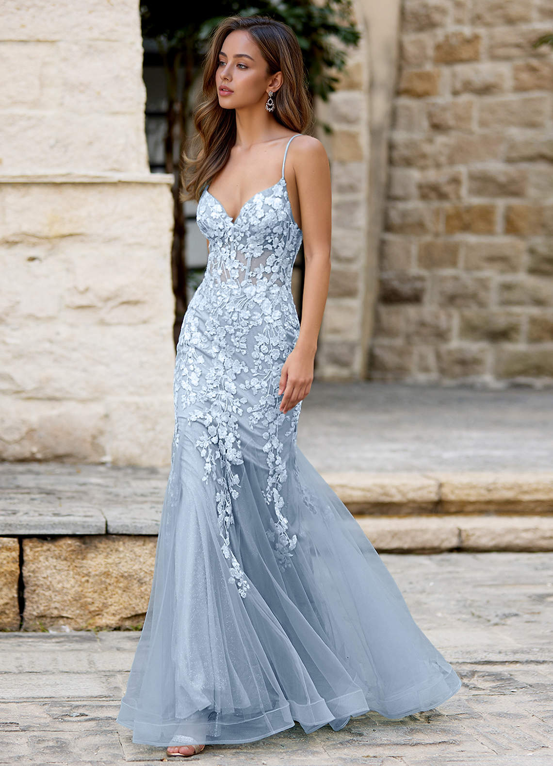 Dentelle Light Blue Mermaid Prom Dress | Azazie Dentelle Light Blue Mermaid Prom Dress | Azazie