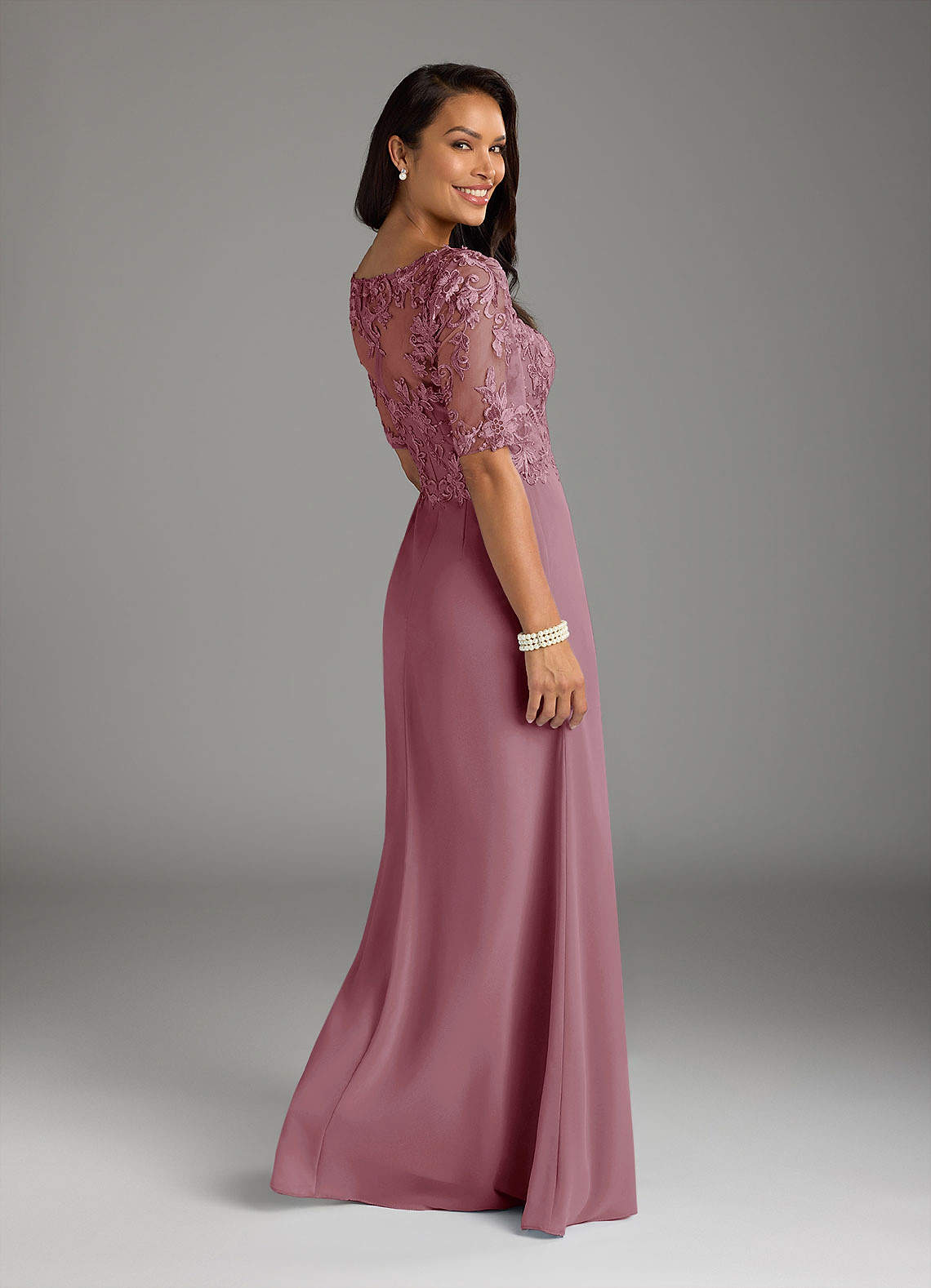 chinese dress ladies Mauve Lace Maxi Dress With Crochet Top main image 0