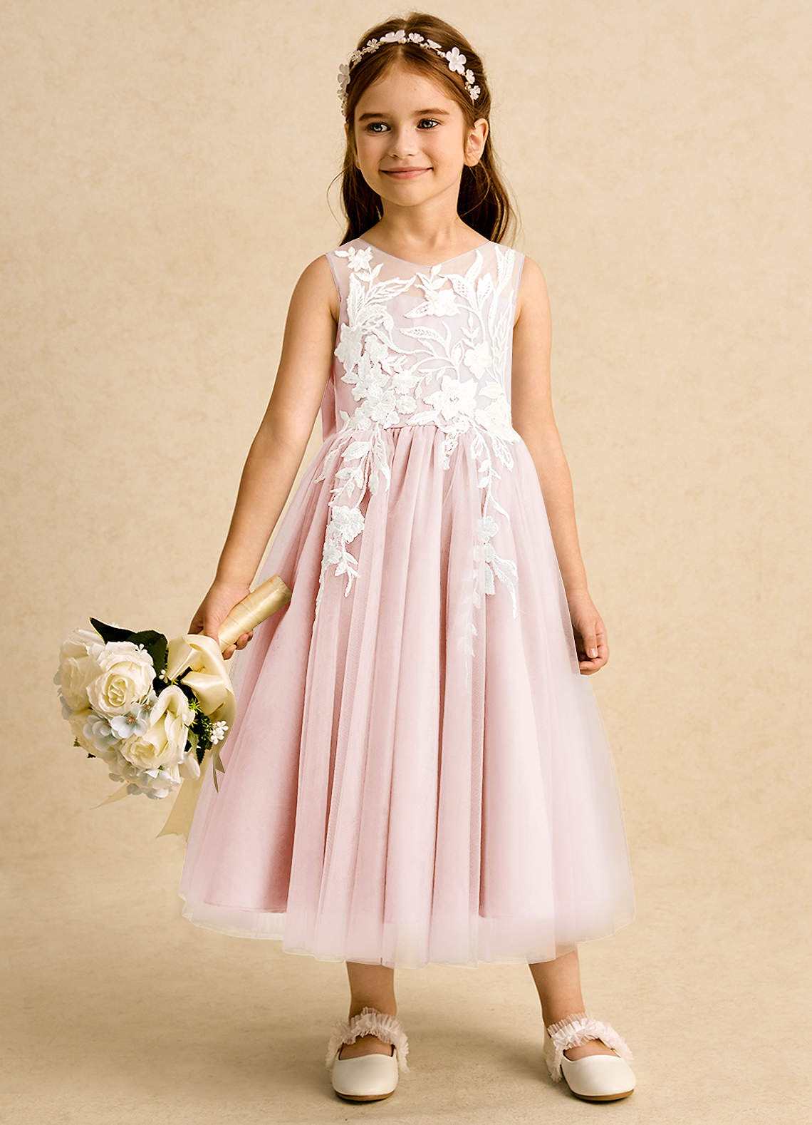 yellow satin maxi dress SPECIAL OCCASION LITTLE GIRL DRESS Pink / 4 Years
