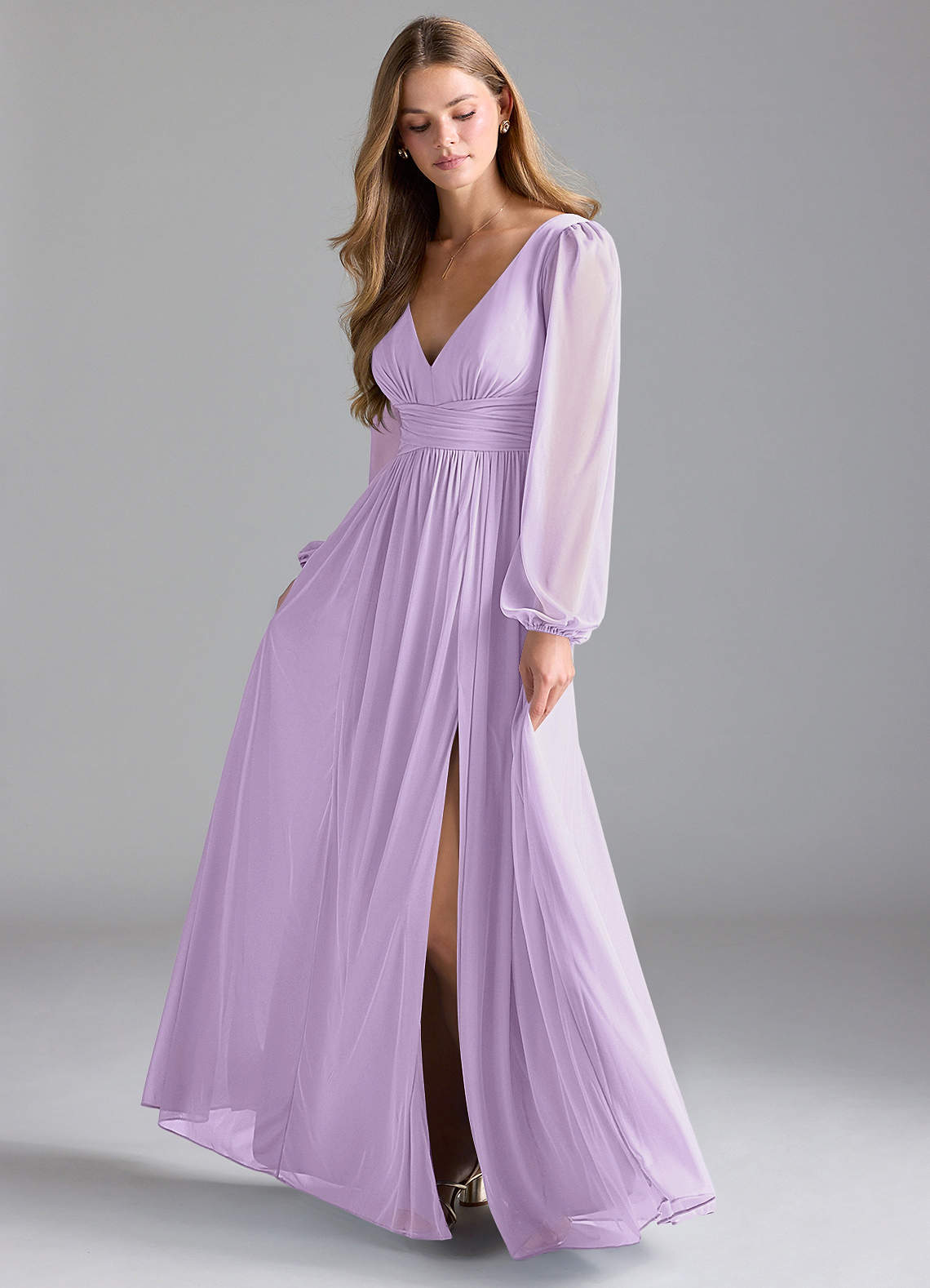Azazie Norah Vestidos de madrinha de casamento Vestir Lilás de Malha de Linha A image1