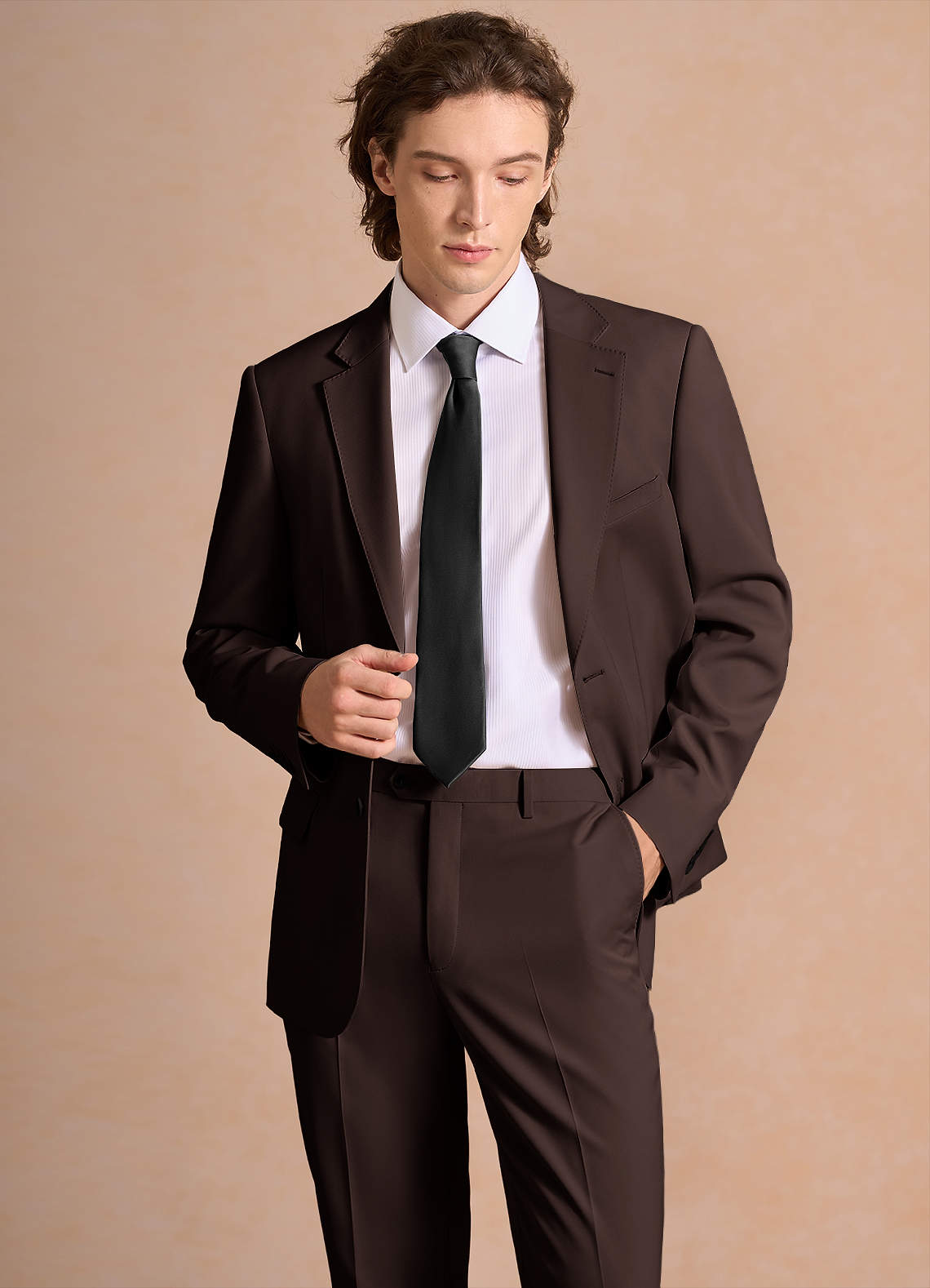 front James Ganache Structured Stretch Suit Jacket