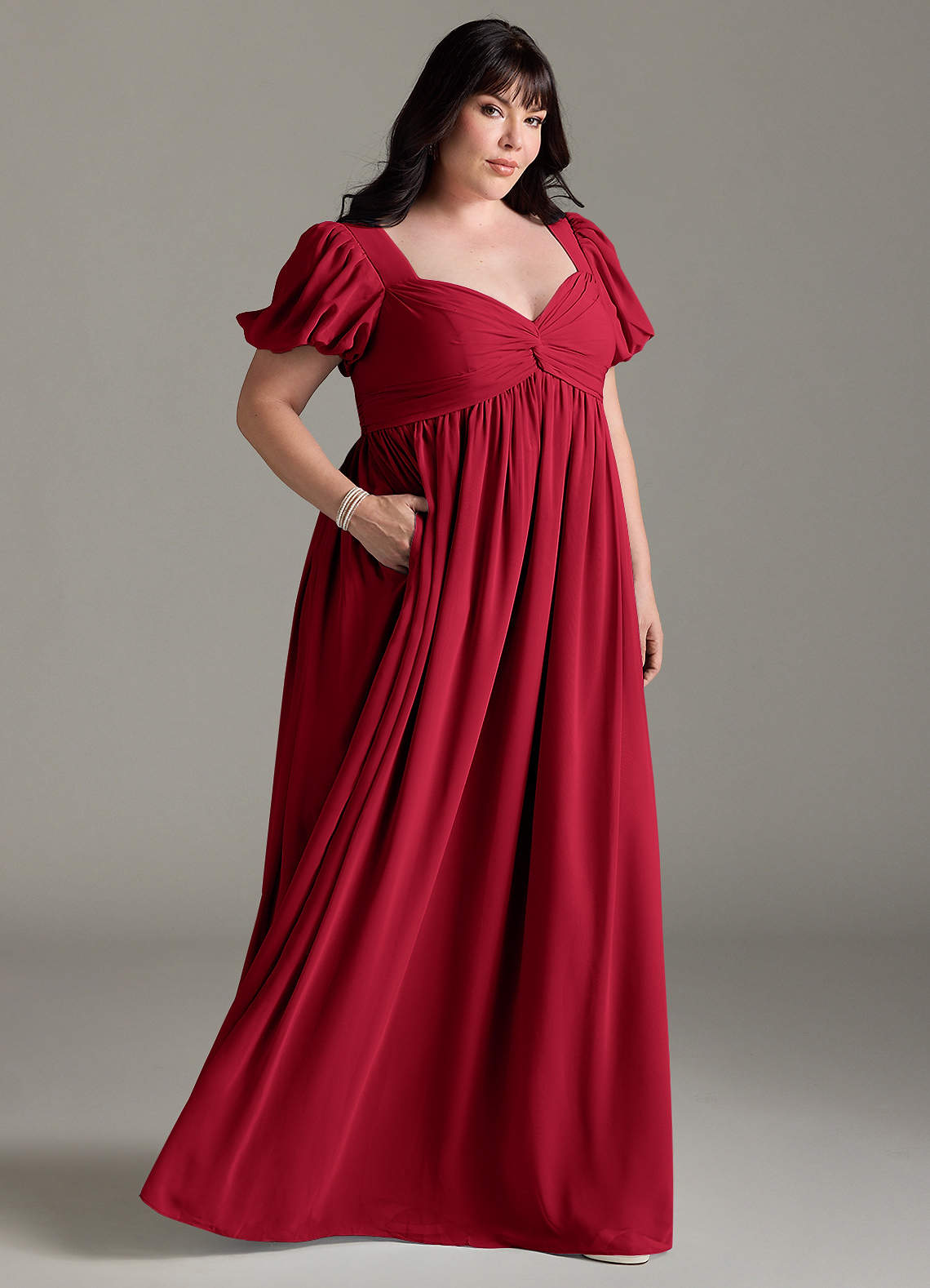 Azazie Madisynn Maternity Bridesmaid Dresses Bow Chiffon Floor-Length Dress image6