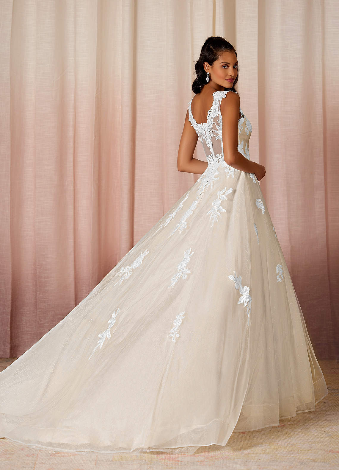 Azazie Mira Wedding Dresses A-Line Sequins Tulle Chapel Train Dress image1