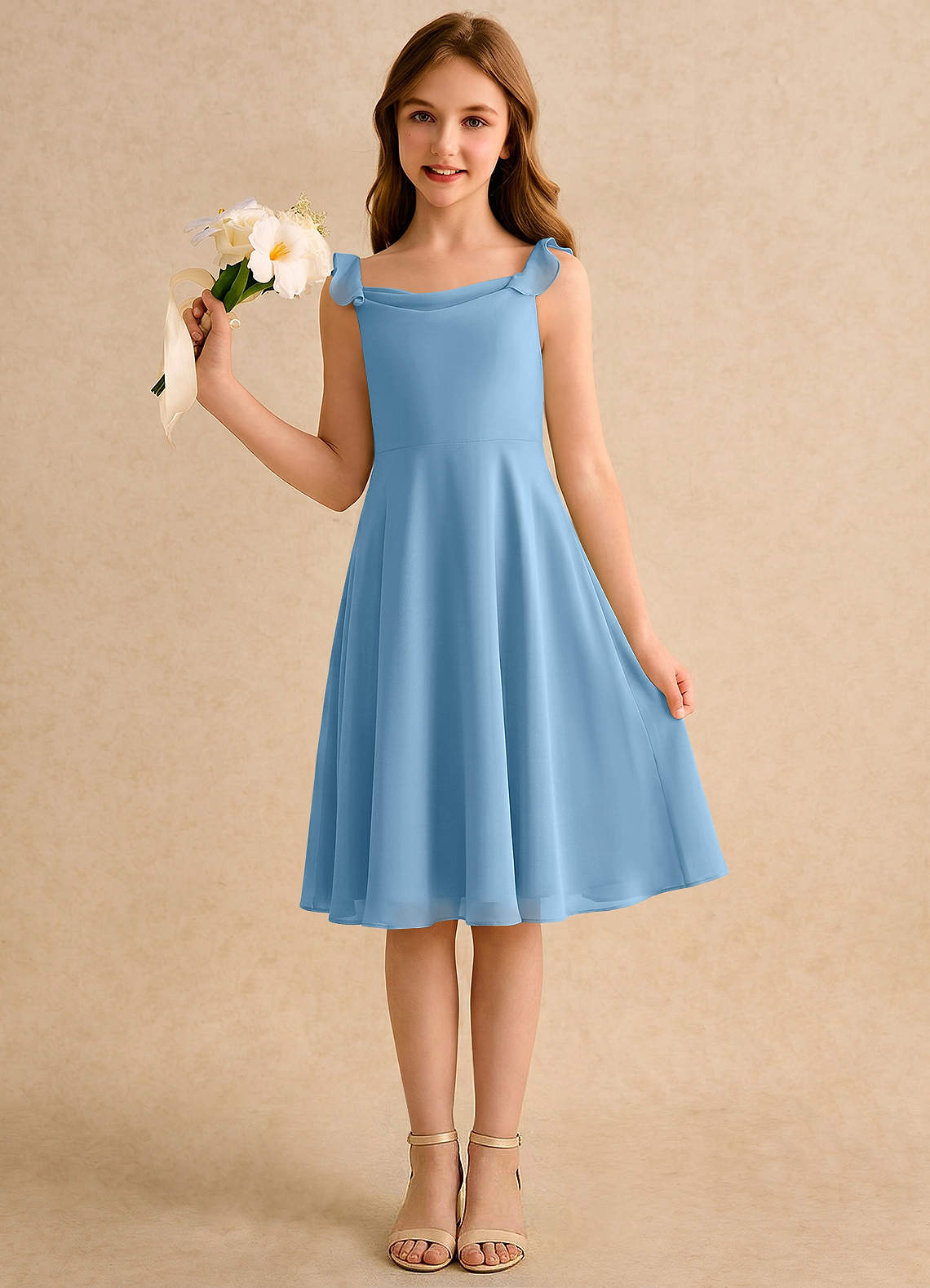 chiffon floral dress for wedding guest Ruffle Sleeve A-Line Here is the dress corsage Polo Ralph Lauren Casual Color:Blue Lagoon ($118.66)