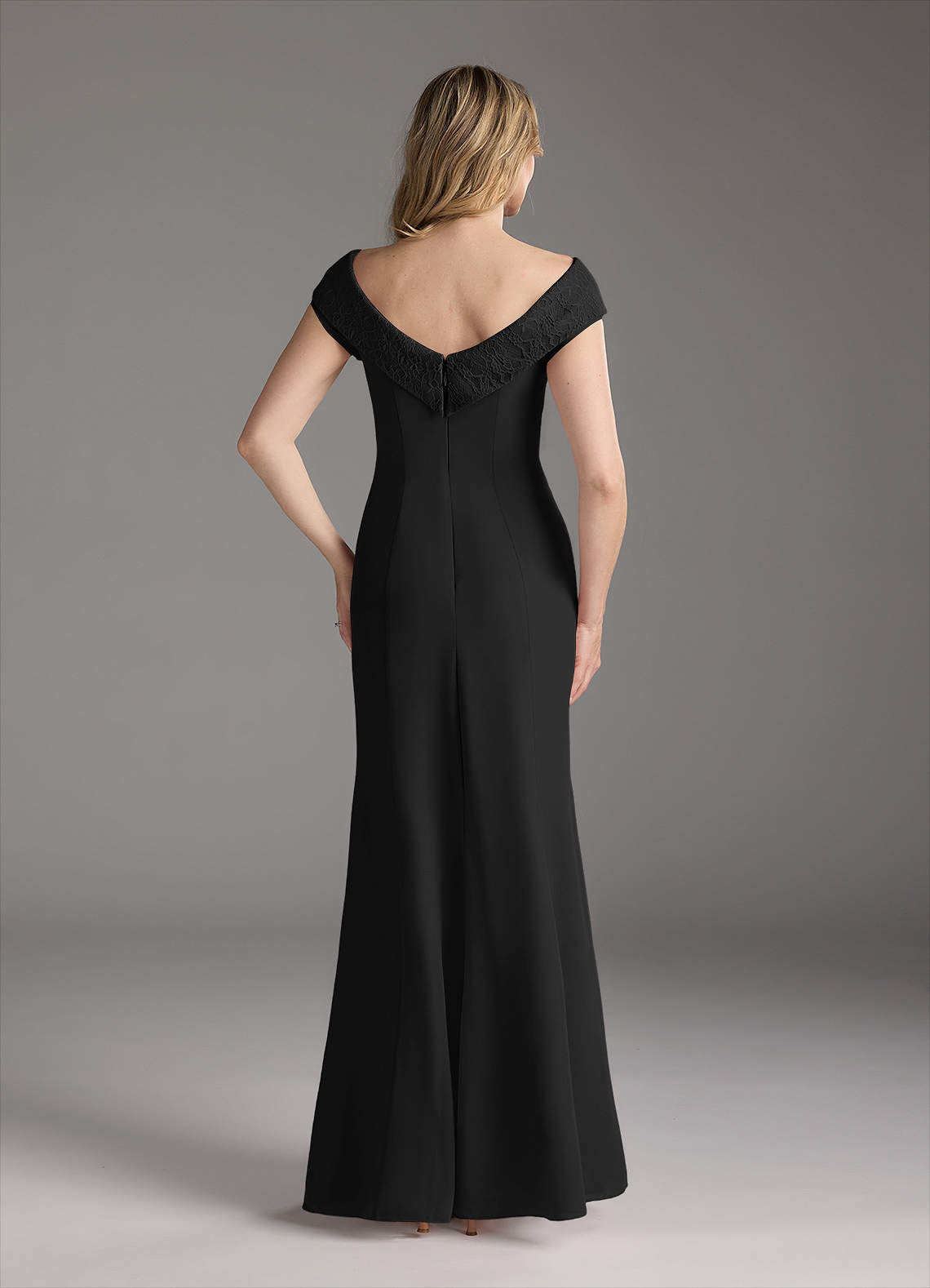Azazie Cupid Black A-Line Boatneck Lace Chiffon Dress Ready to Ship | Azazie
