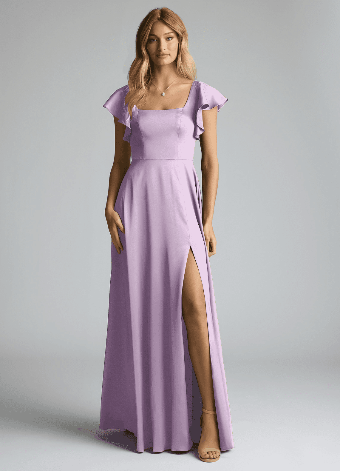 Azazie Bondi Prova klänningar hemma Klänning av A-Line i Stretch Satin Rosett Kastanjebrunt image4