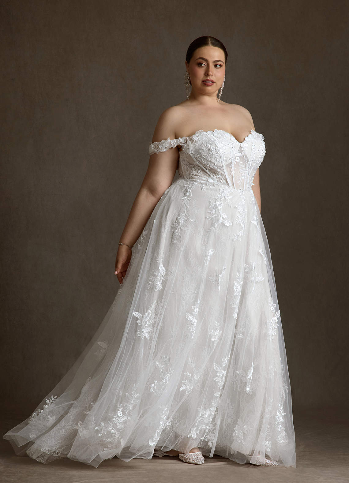 Azazie Florentina Wedding Dresses Diamond White A-Line Sweetheart Sequins Tulle Dress image10