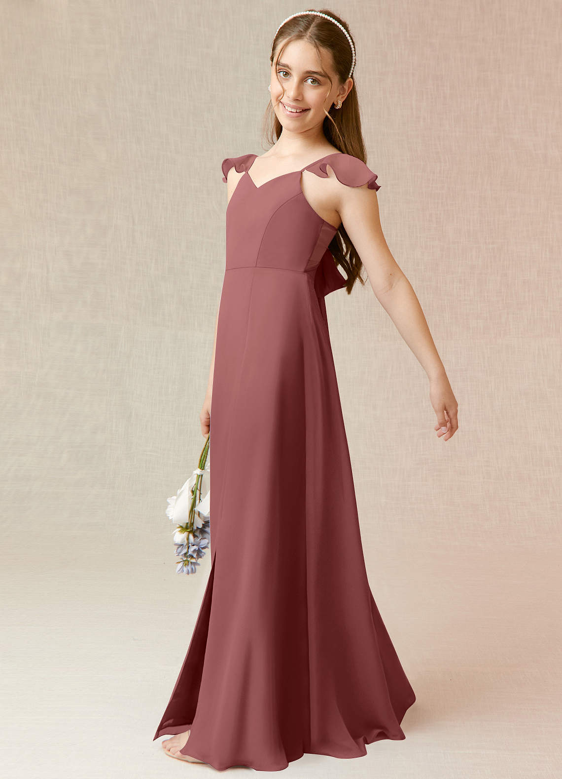 Azazie Everett Junior Vestido de Amatista de Gasa de Corte en A image2