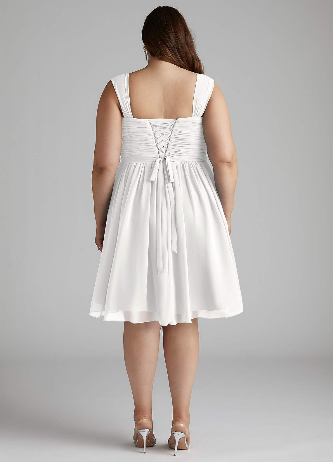 Azazie Angie Bridesmaid Dresses White A-Line Corset Chiffon Dress image9