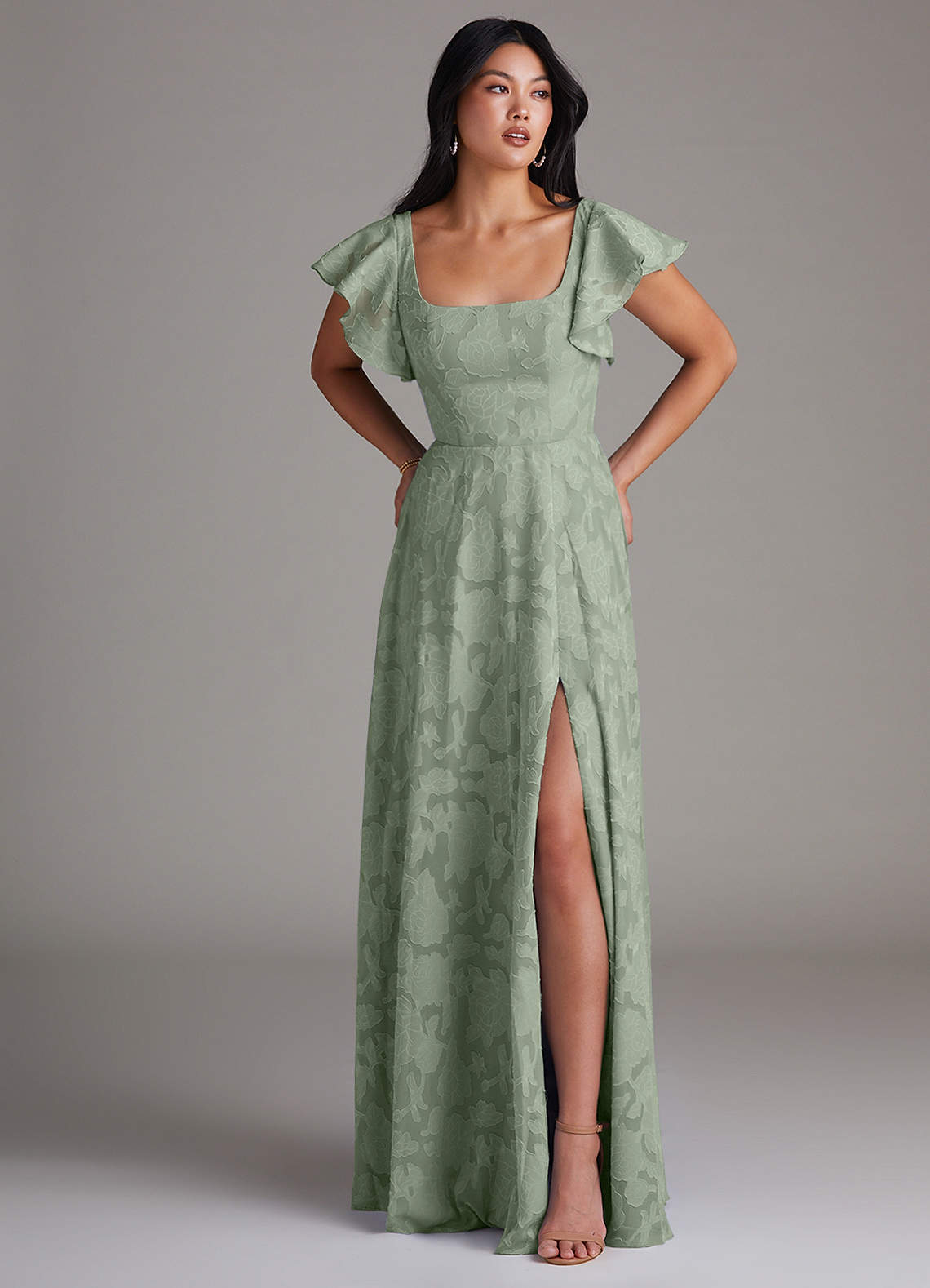 Azazie Bondi Agave Floral Burnout Bridesmaid Dresses | Azazie