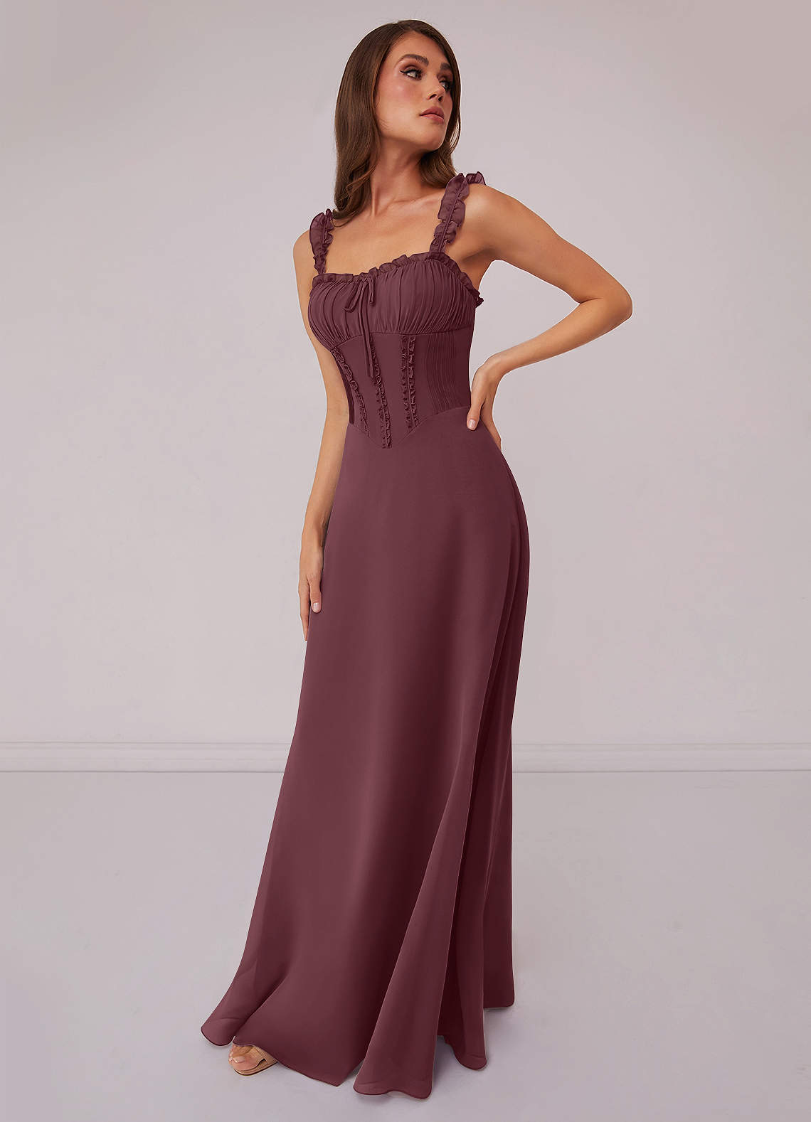 Barbie ♥ Azazie Bridesmaid Dresses Sangria A-Line Sweetheart Neckline Chiffon Dress image1