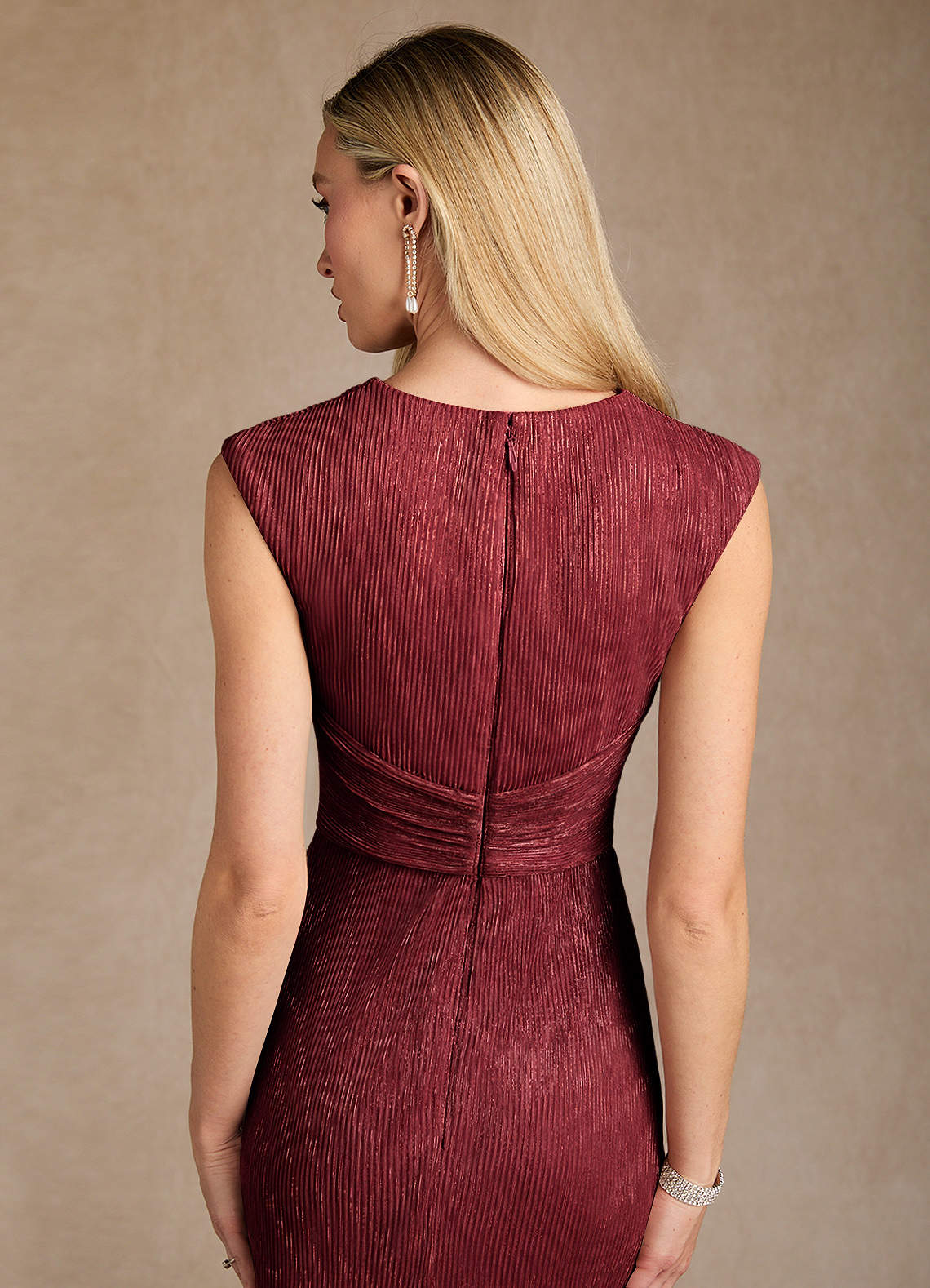 Azazie Salem Mother of the Bride Dresses Ruby A-Line Pleated Metallic Mesh Dress image6