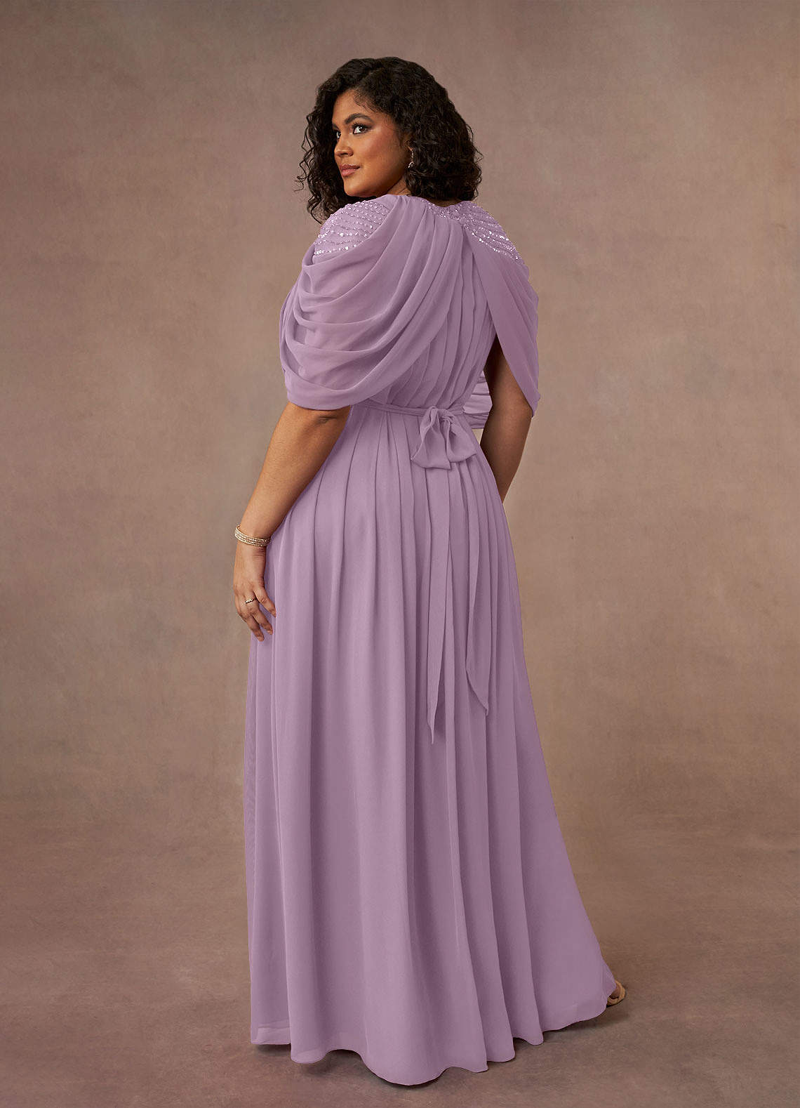 Azazie Olena Wisteria A-Line Sequins Chiffon Dress Ready to Ship