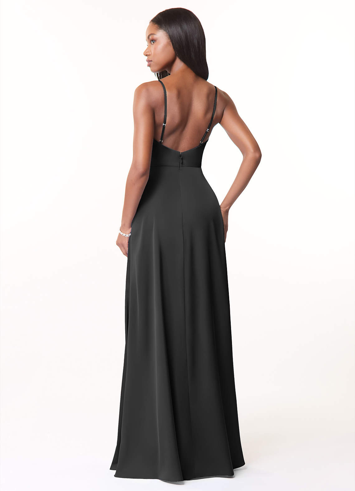 Dusty Rose Bridesmaid Dresses Chic Spaghetti Straps Stretch Satin Floor Length Bridesmaid Dress With Split