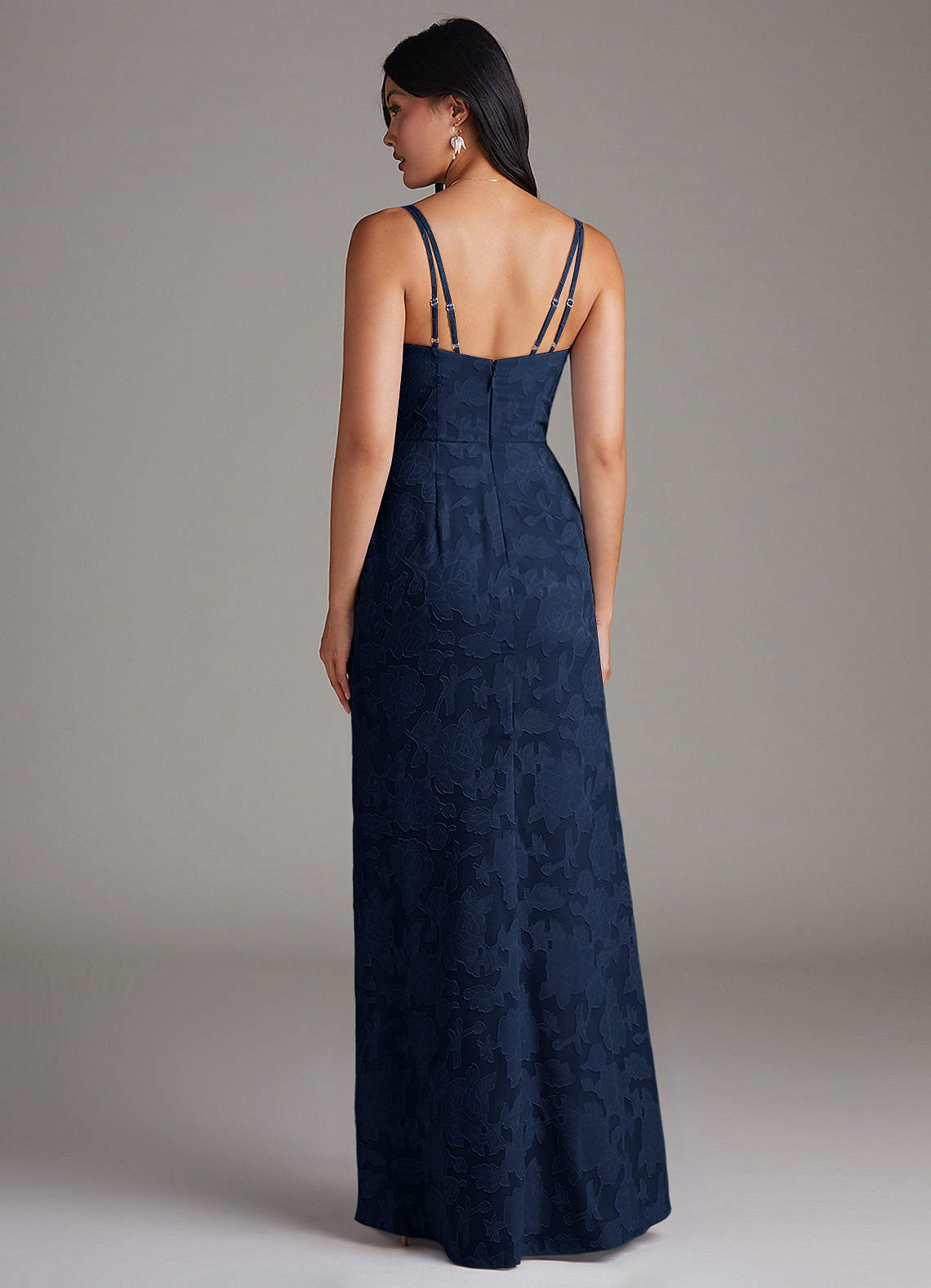 ブルーレオパードドレス Azazie Leo Dark Navy Floral Burnout Bridesmaid Dresses | Azazie