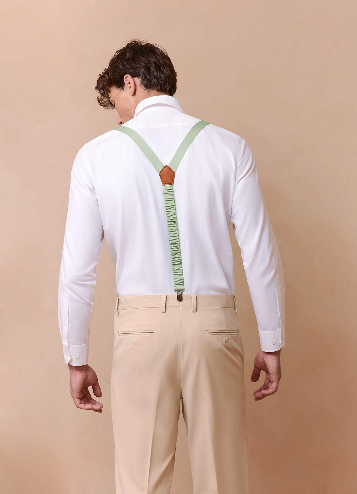 front Matching Color Matte Satin Suspenders