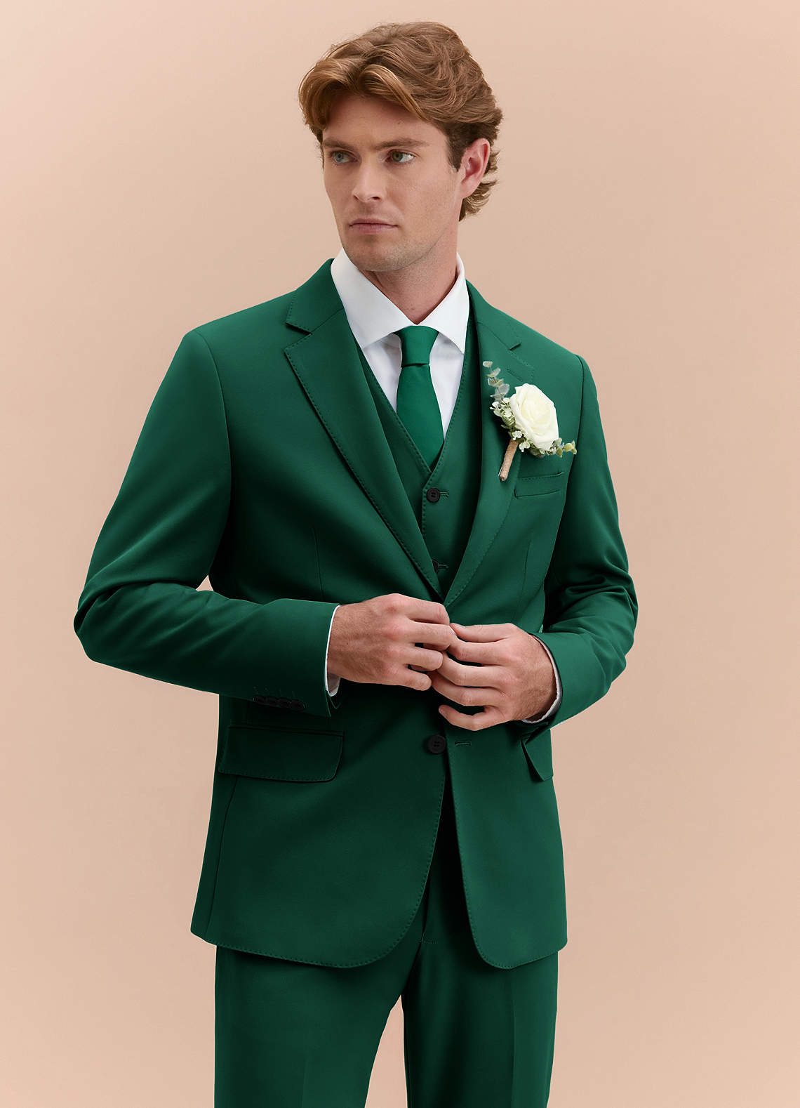 front James Emerald Structured Stretch 3-piece suit