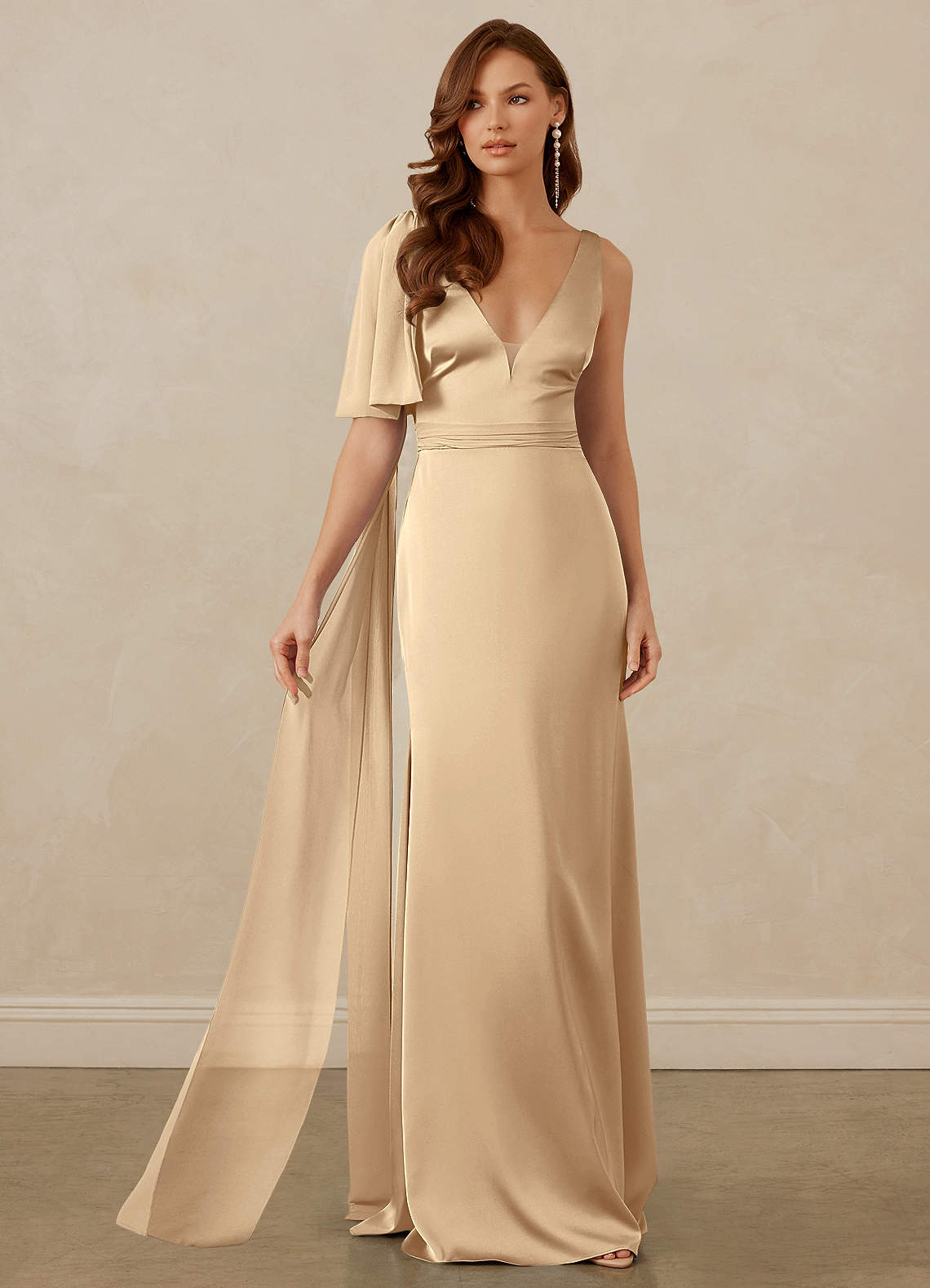 Christian Siriano Bridal for Azazie 1011 Bridesmaid Dresses Plunging Stretch Satin Mermaid Dress image5