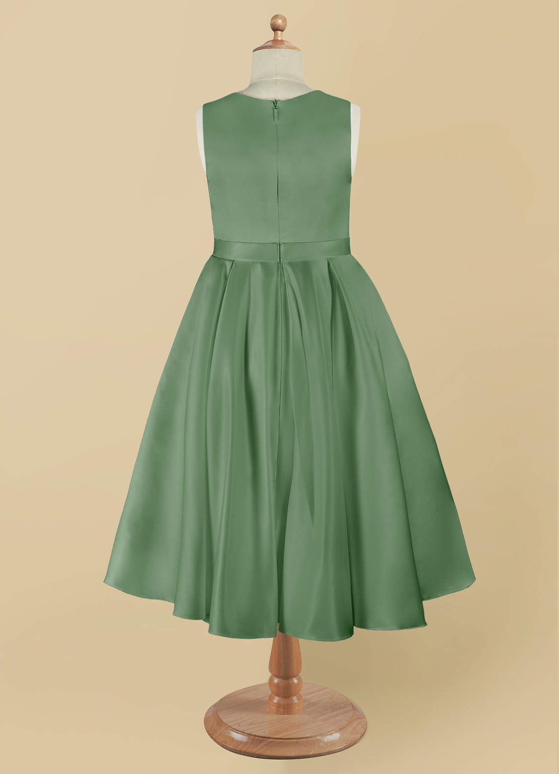 Azazie A-Line/Princess Scoop Neck Knee-Length Matte Satin Flower Girl Dresses - matcha Azazie A-Line/Princess Scoop Neck Knee-Length Matte Satin Flower Girl Dresses - matcha