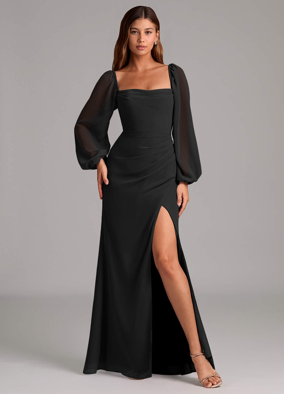 chinese dress ladies Plus-Size Sequin Mermaid Prom Dress CD975C Black / 16 main image 1