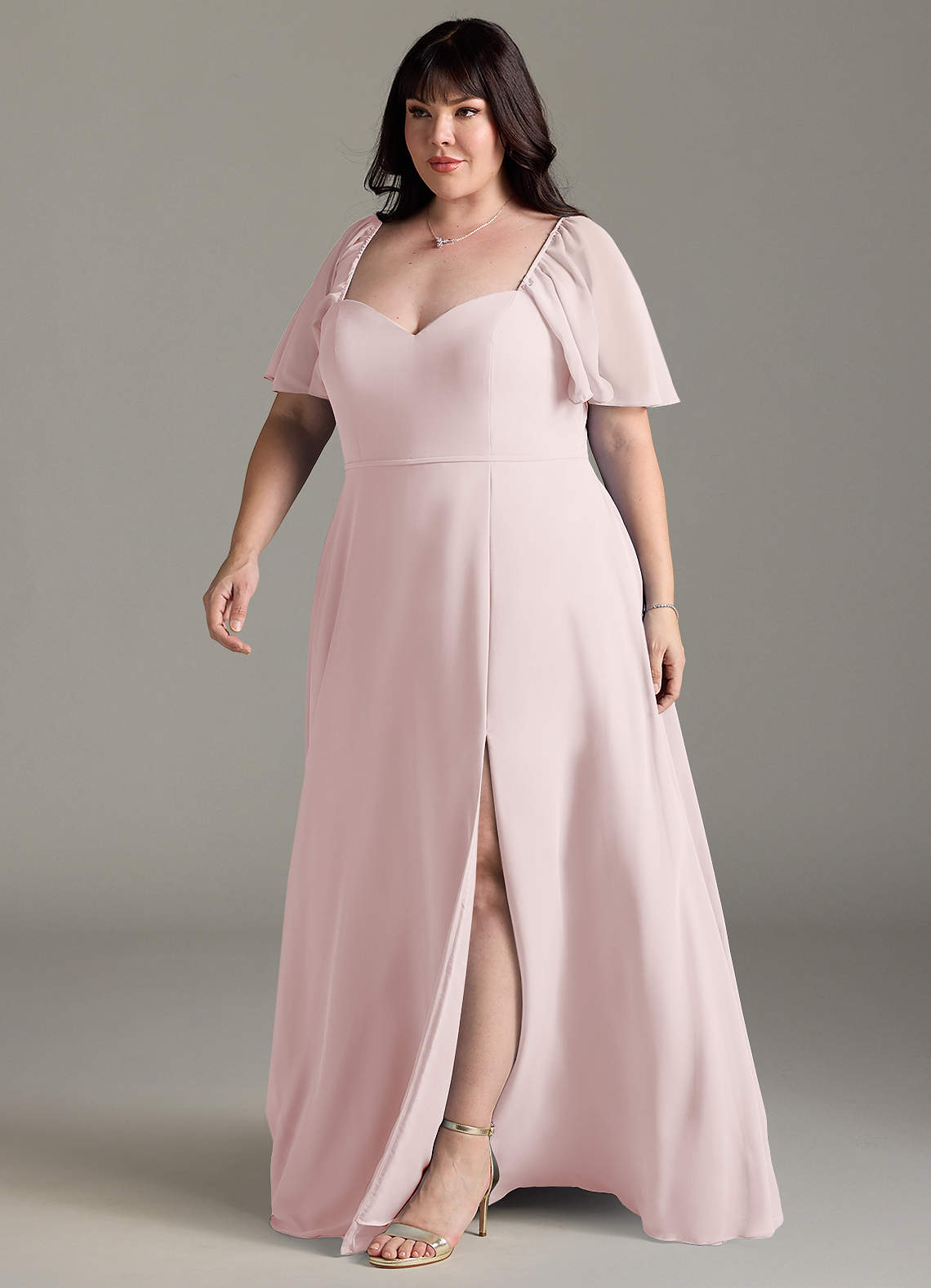 Azazie A-Line Sweetheart Floor-Length Chiffon Bridesmaid Dresses - Blushing Pink