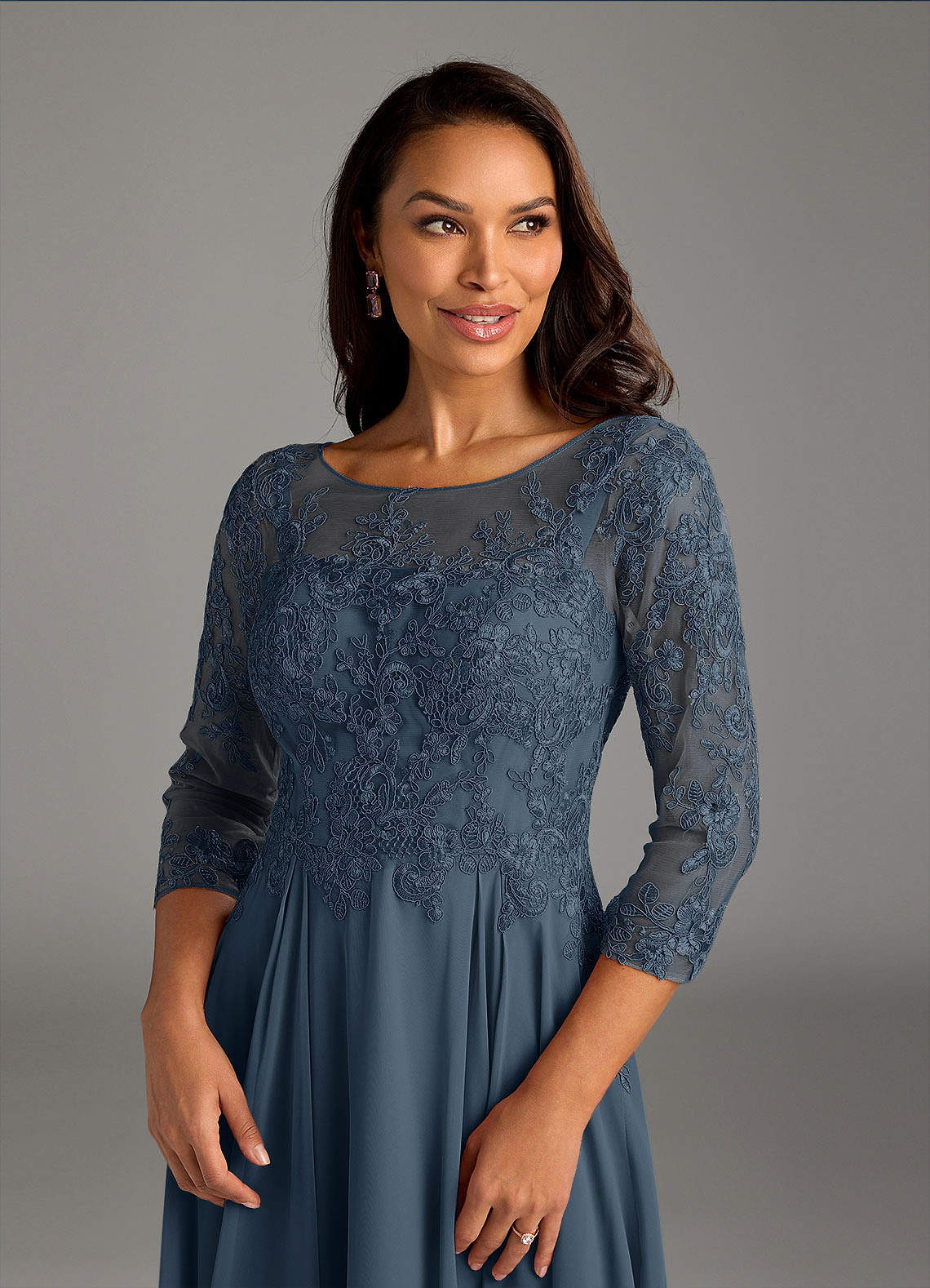 Azazie Marge Mother of the Bride Dresses Neptune A-Line Scoop Lace Chiffon Dress image4