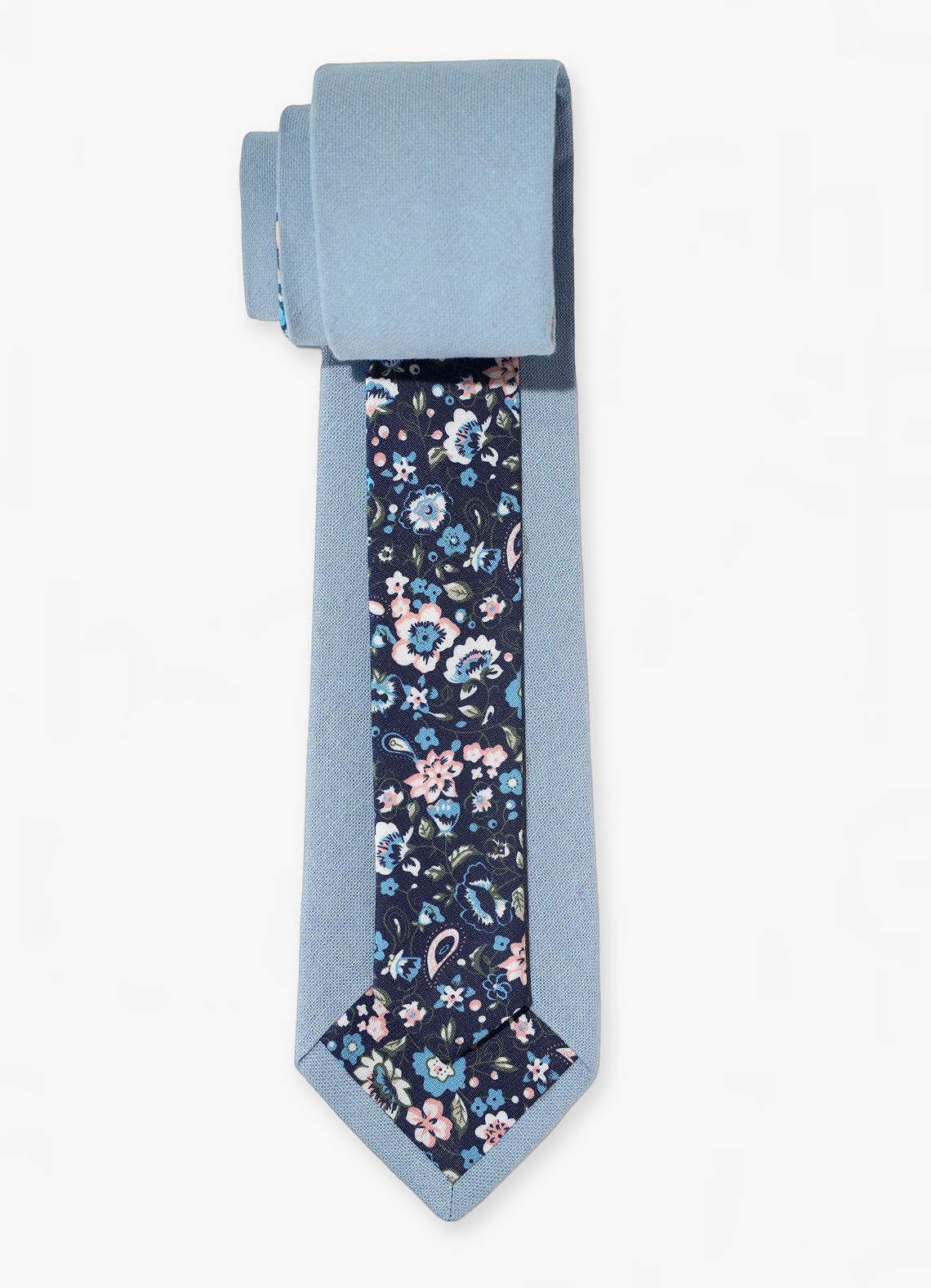 front Gravata skinny frente e verso de algodão macio