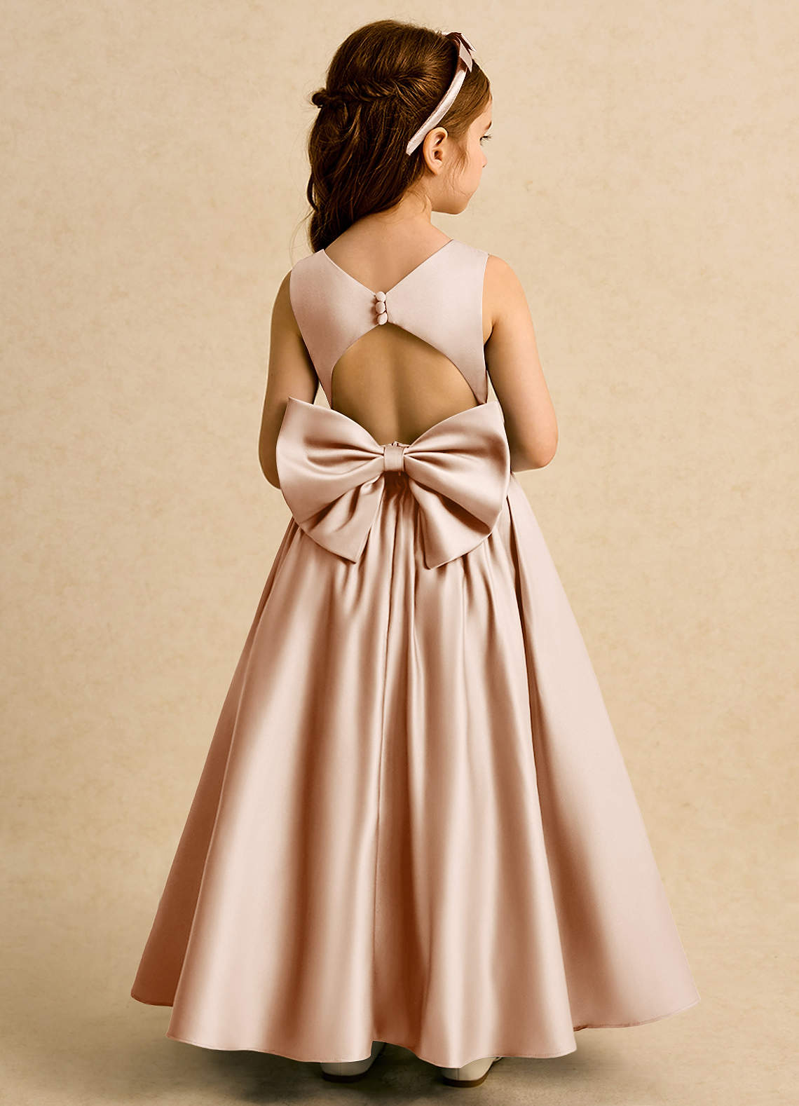 Azazie Nellia English Rose A-Line Bow Matte Satin Dress | Azazie UK
