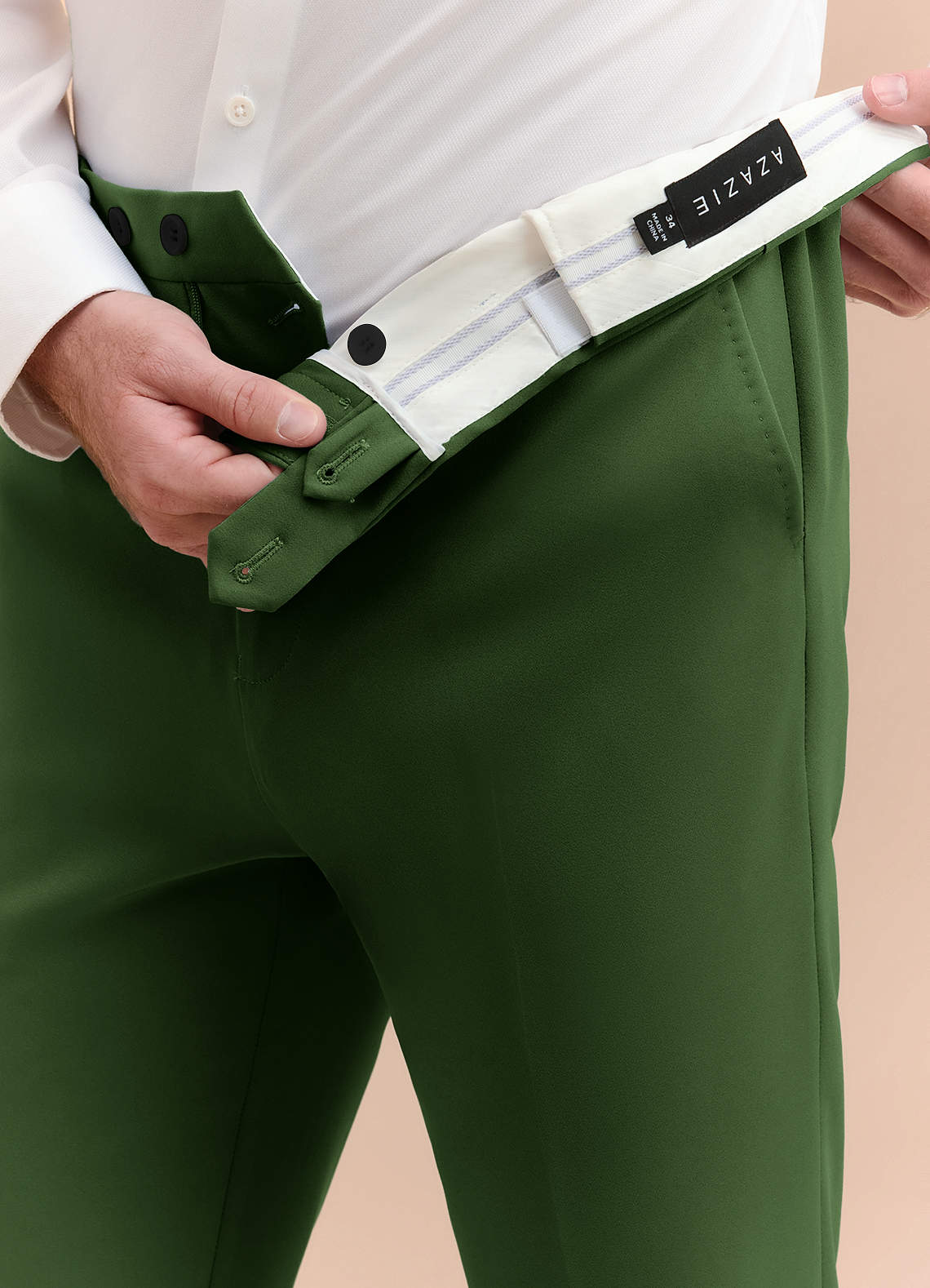 front James Olive Structured Stretch Dress Pants