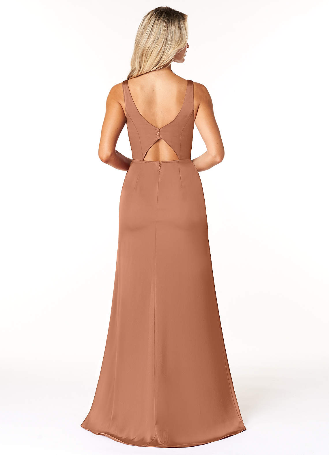 Bronzer Azazie Jess Stretch Satin Dress Bridesmaid Dresses Azazie